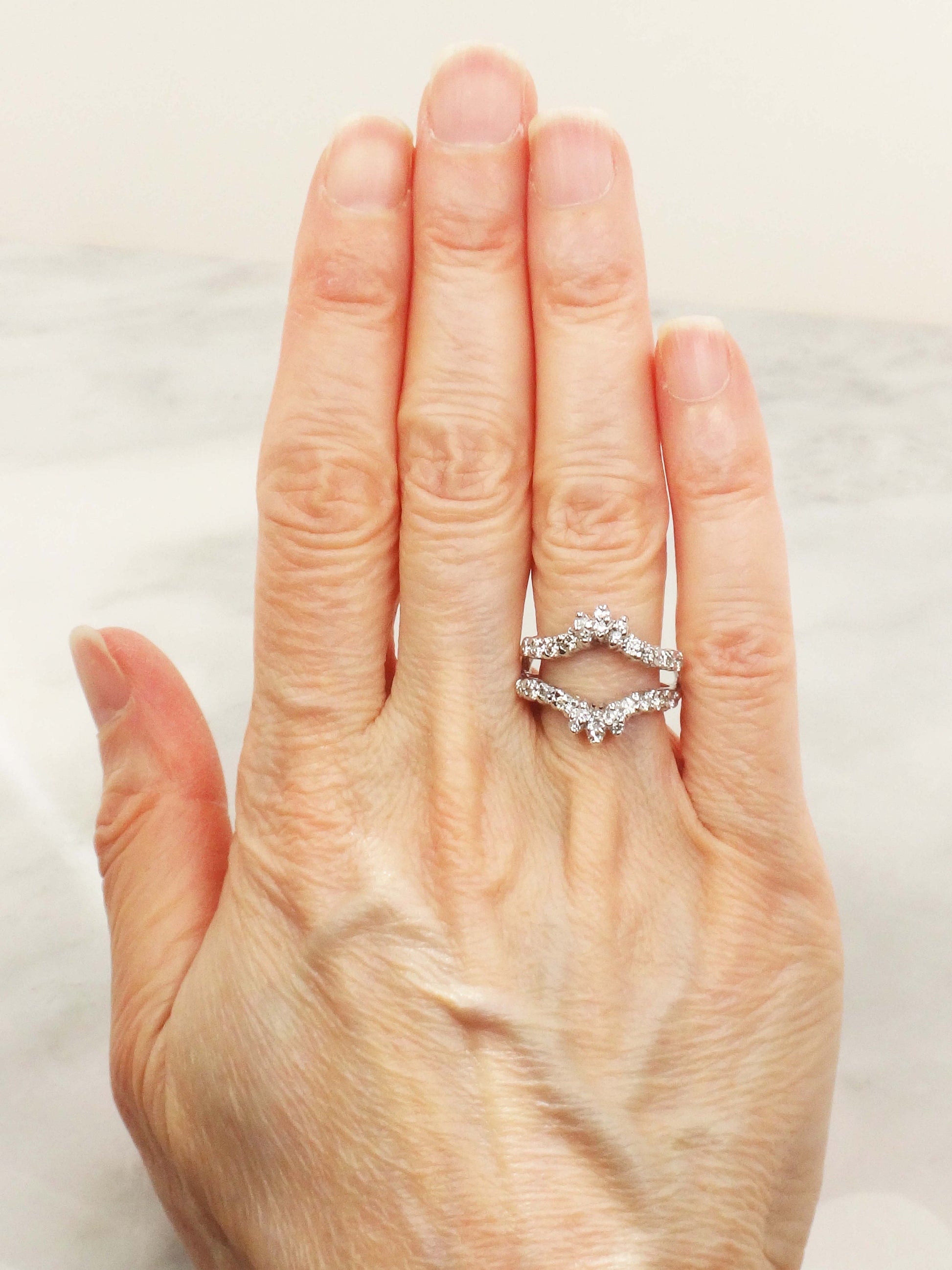 Vintage 14k White Gold Diamond Insert Ring Wedding Band Enhancer (.70 CTS, Size 5.5)