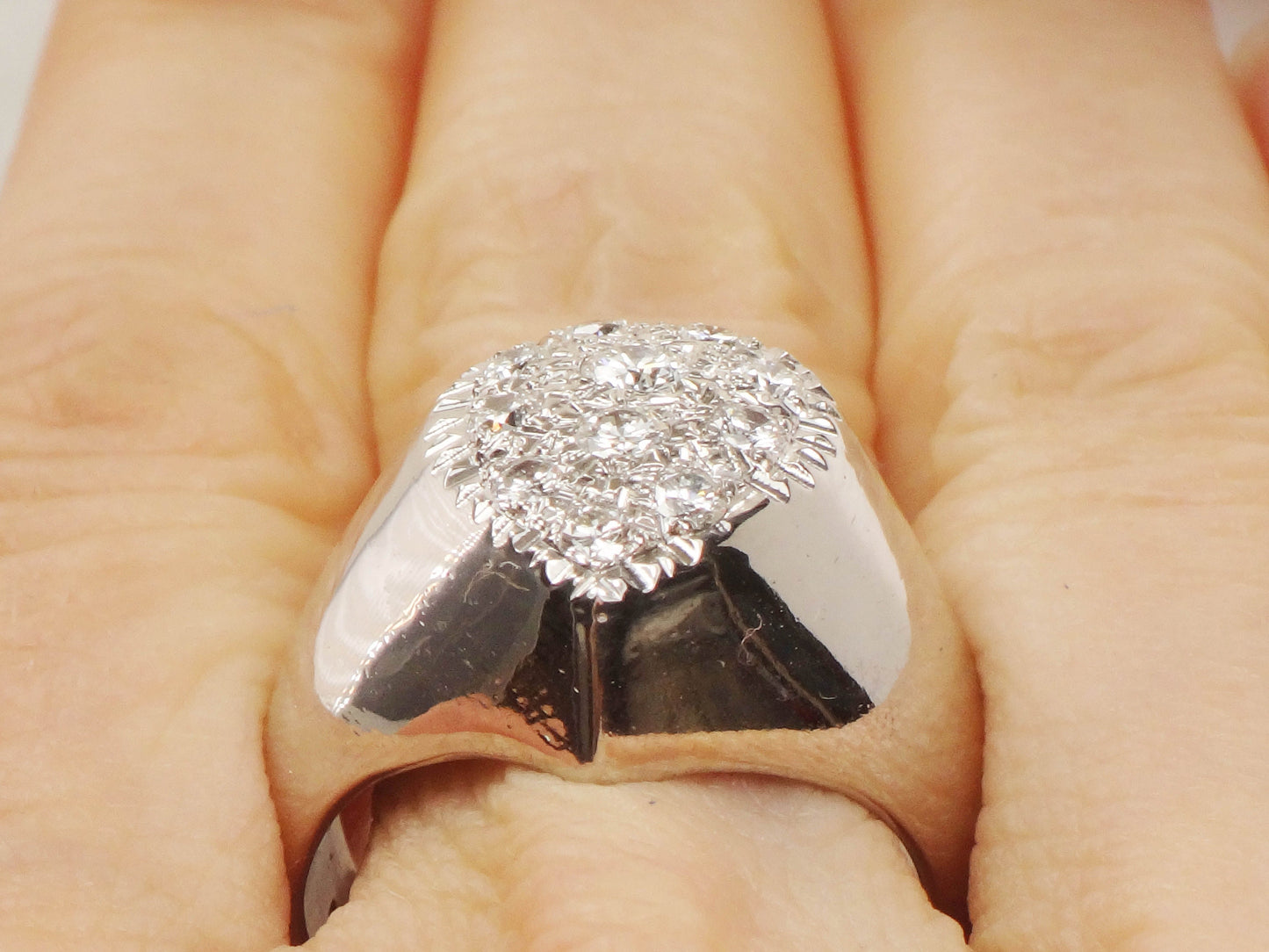 Vintage 14k White Gold Diamond Pear Cluster Ring (.70 CTS, Size 7.5)