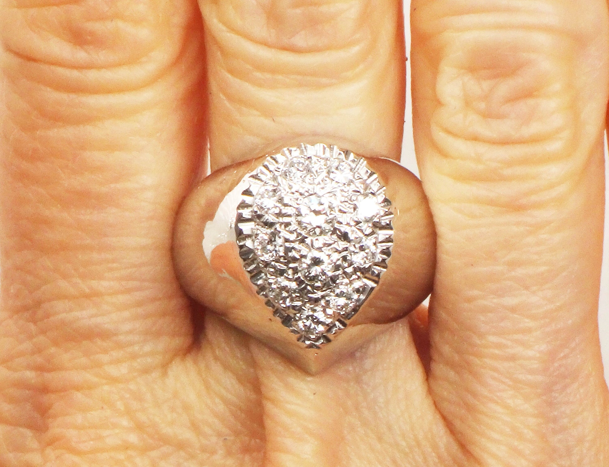 Vintage 14k White Gold Diamond Pear Cluster Ring (.70 CTS, Size 7.5)