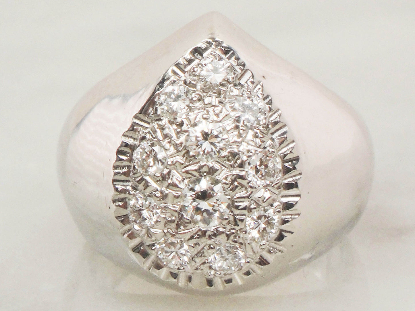 Vintage 14k White Gold Diamond Pear Cluster Ring (.70 CTS, Size 7.5)