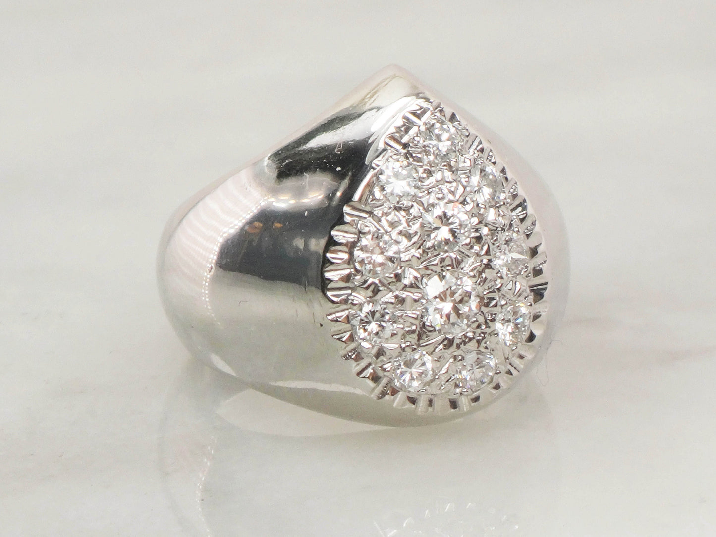 Vintage 14k White Gold Diamond Pear Cluster Ring (.70 CTS, Size 7.5)