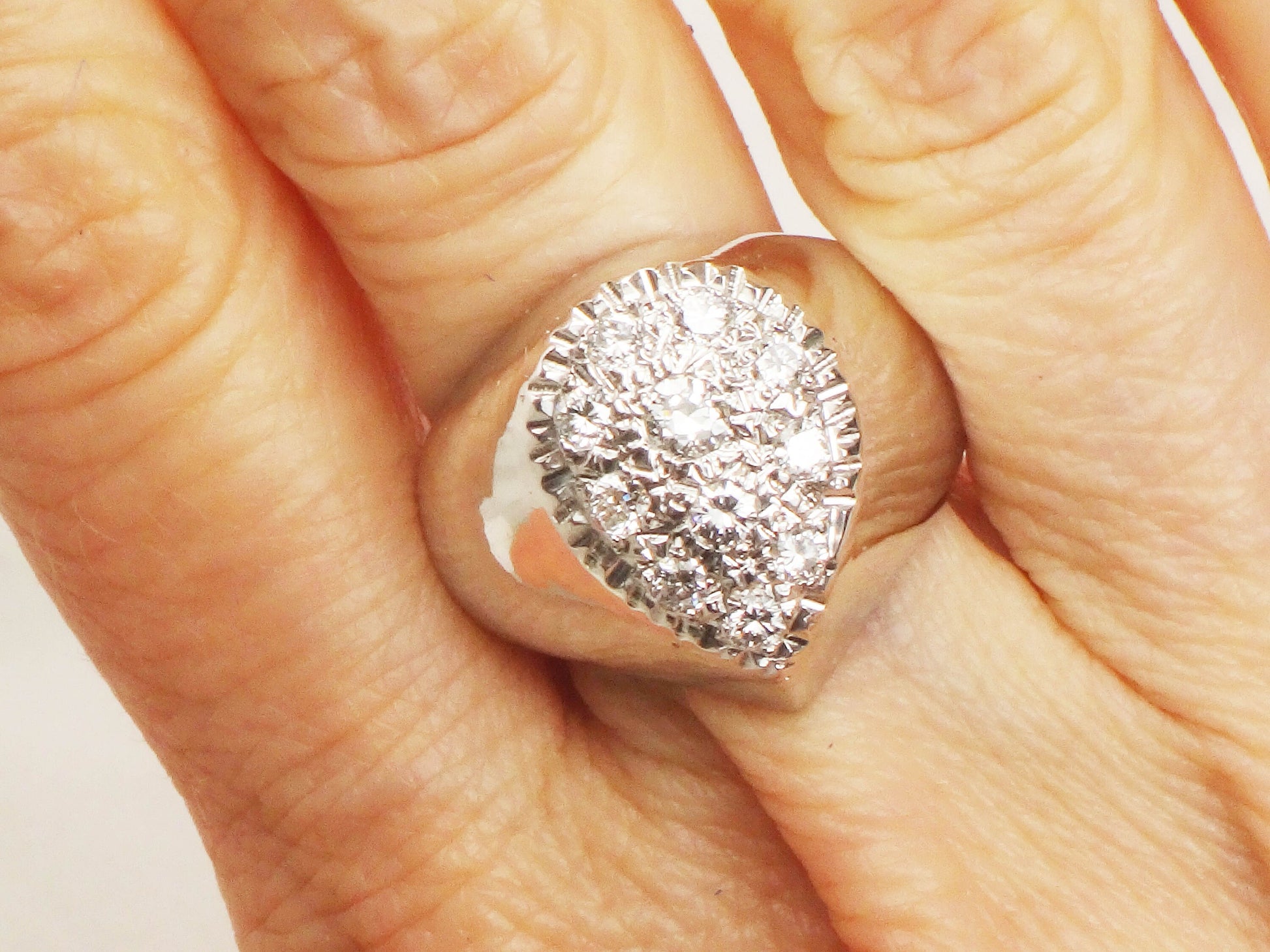 Vintage 14k White Gold Diamond Pear Cluster Ring (.70 CTS, Size 7.5)