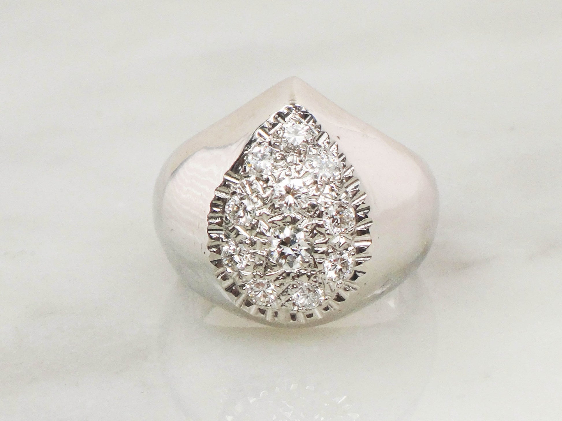 Vintage 14k White Gold Diamond Pear Cluster Ring (.70 CTS, Size 7.5)