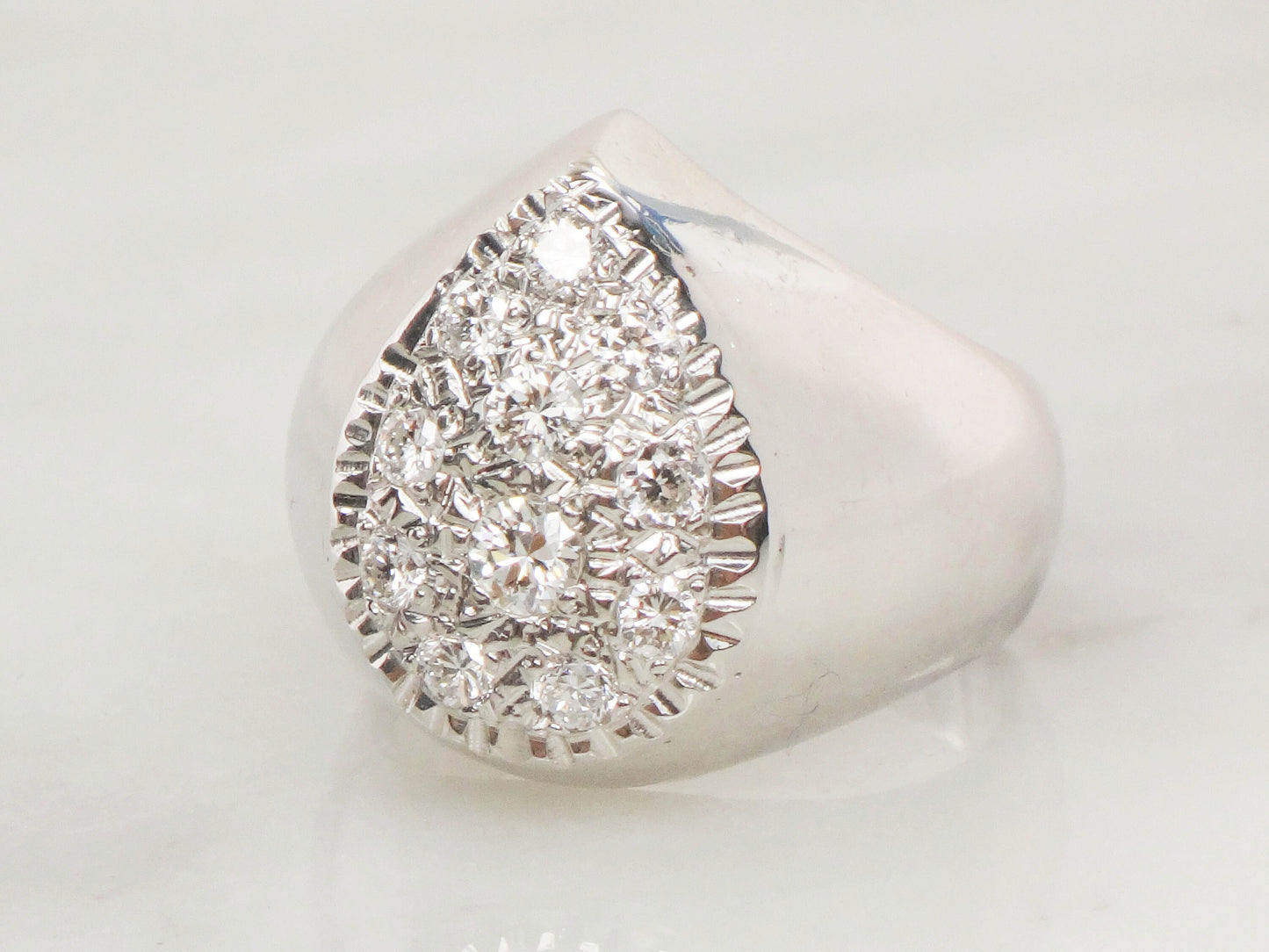 Vintage 14k White Gold Diamond Pear Cluster Ring (.70 CTS, Size 7.5)