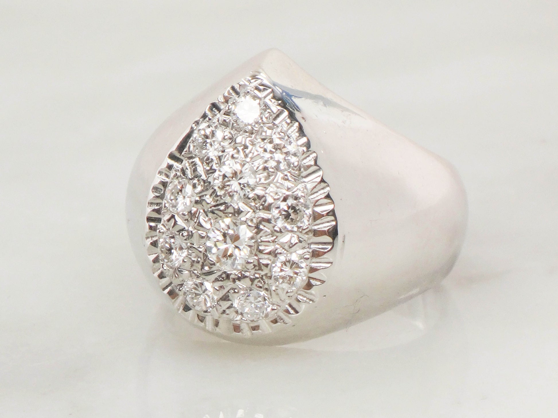 Vintage 14k White Gold Diamond Pear Cluster Ring (.70 CTS, Size 7.5)