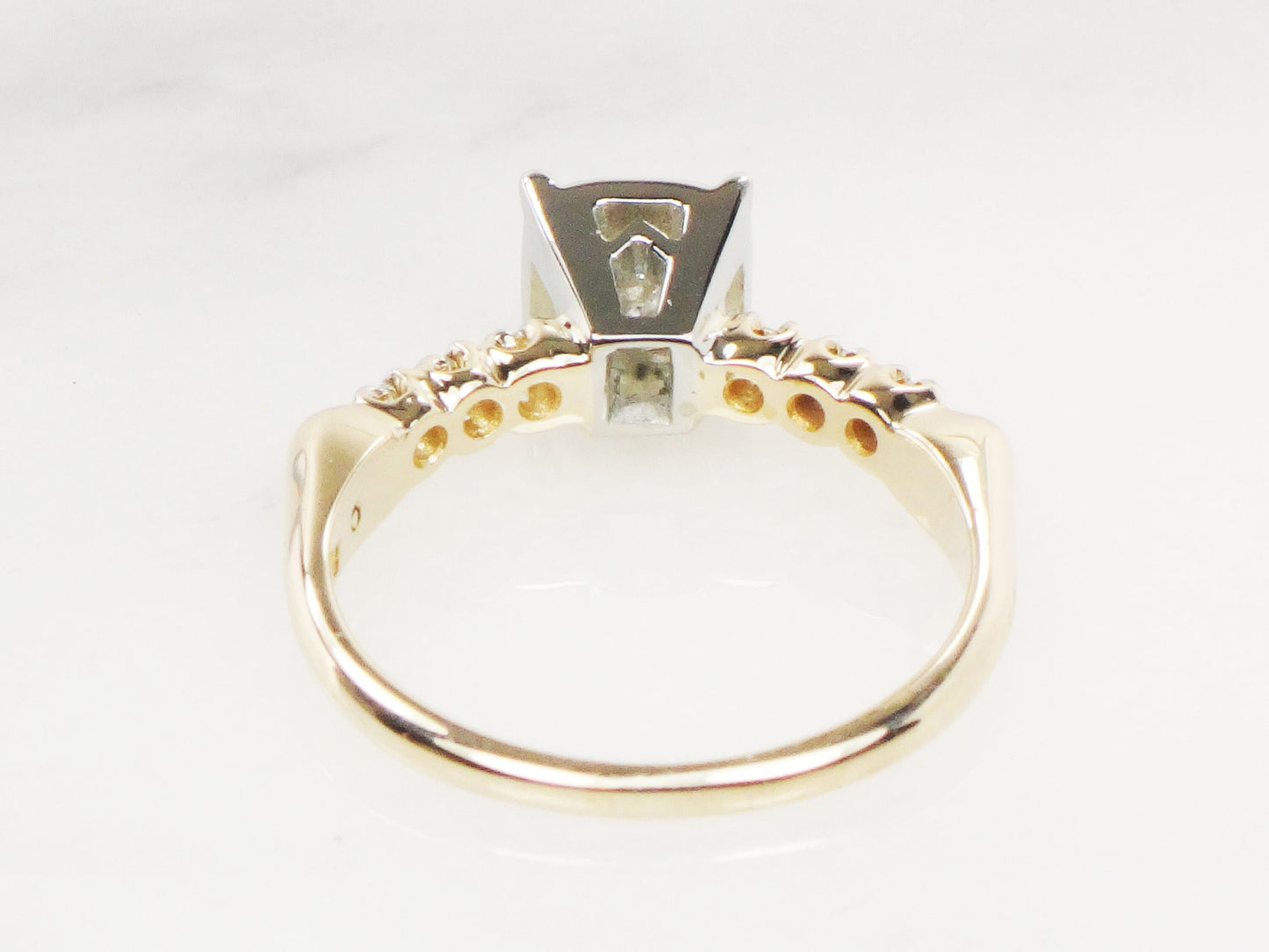 Vintage 14k Gold Diamond Engagement Ring: Transitional European Cut, Size 6.5