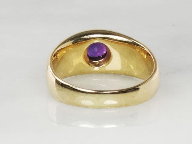 Vintage 14k Yellow Gold Natural Amethyst Ring Purple February Birthstone - Size 5