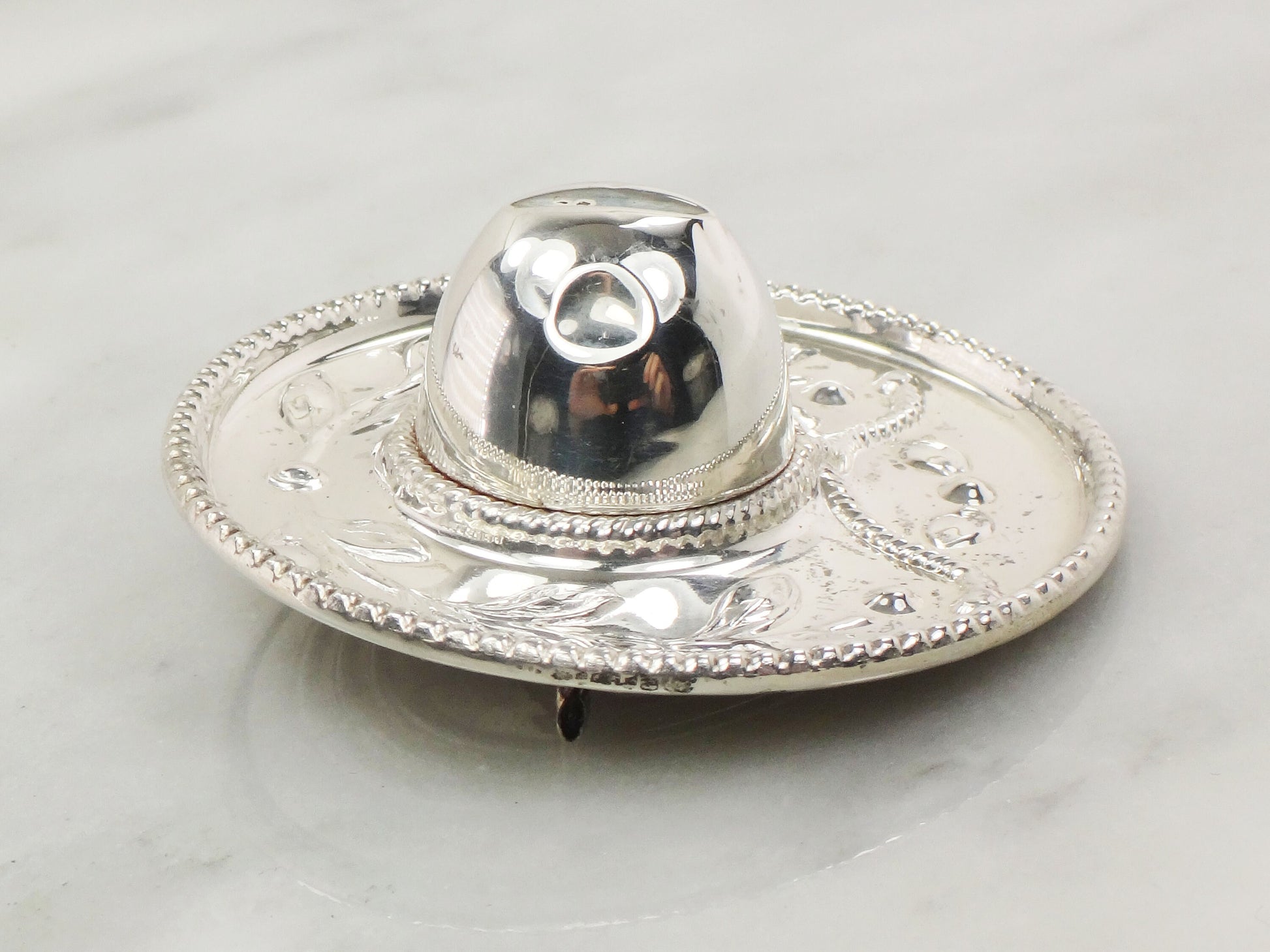 Vintage Sterling Silver Sombrero Pin: Mexican Hat Brooch (2 1/4")