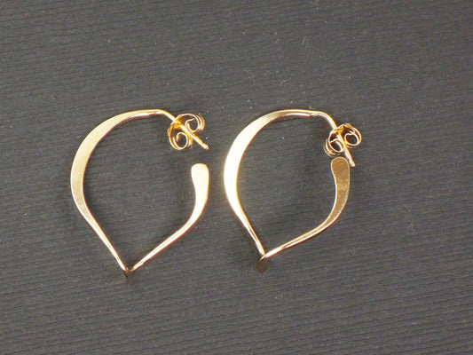 Vintage 14k Gold Hoop Earrings Yellow Gold Twist Earrings Flat Gold Hoop Earrings 14k Polished Hoops