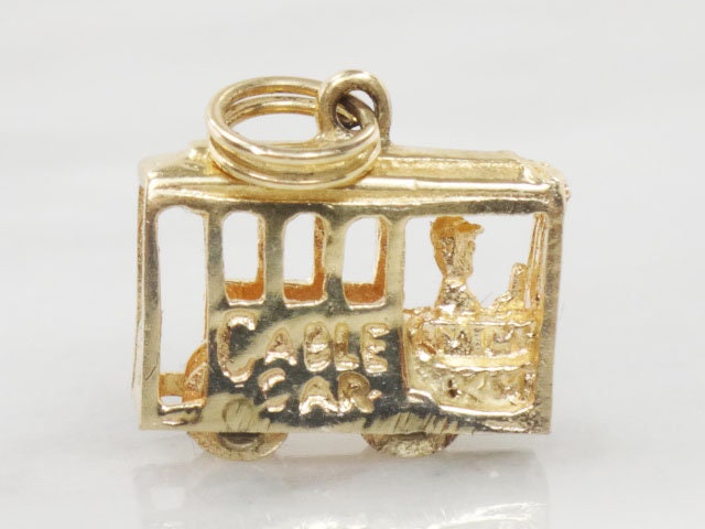 Vintage 14k Gold Cable Car Charm: San Francisco Travel Pendant