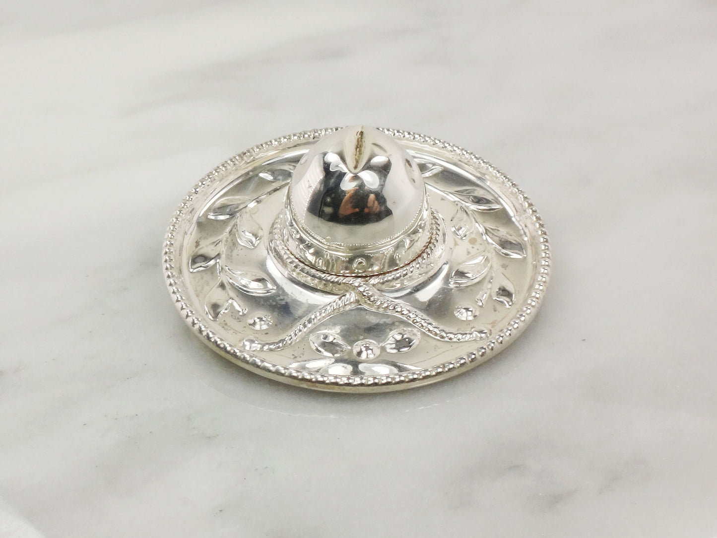 Vintage Sterling Silver Sombrero Pin: Mexican Hat Brooch (2 1/4")