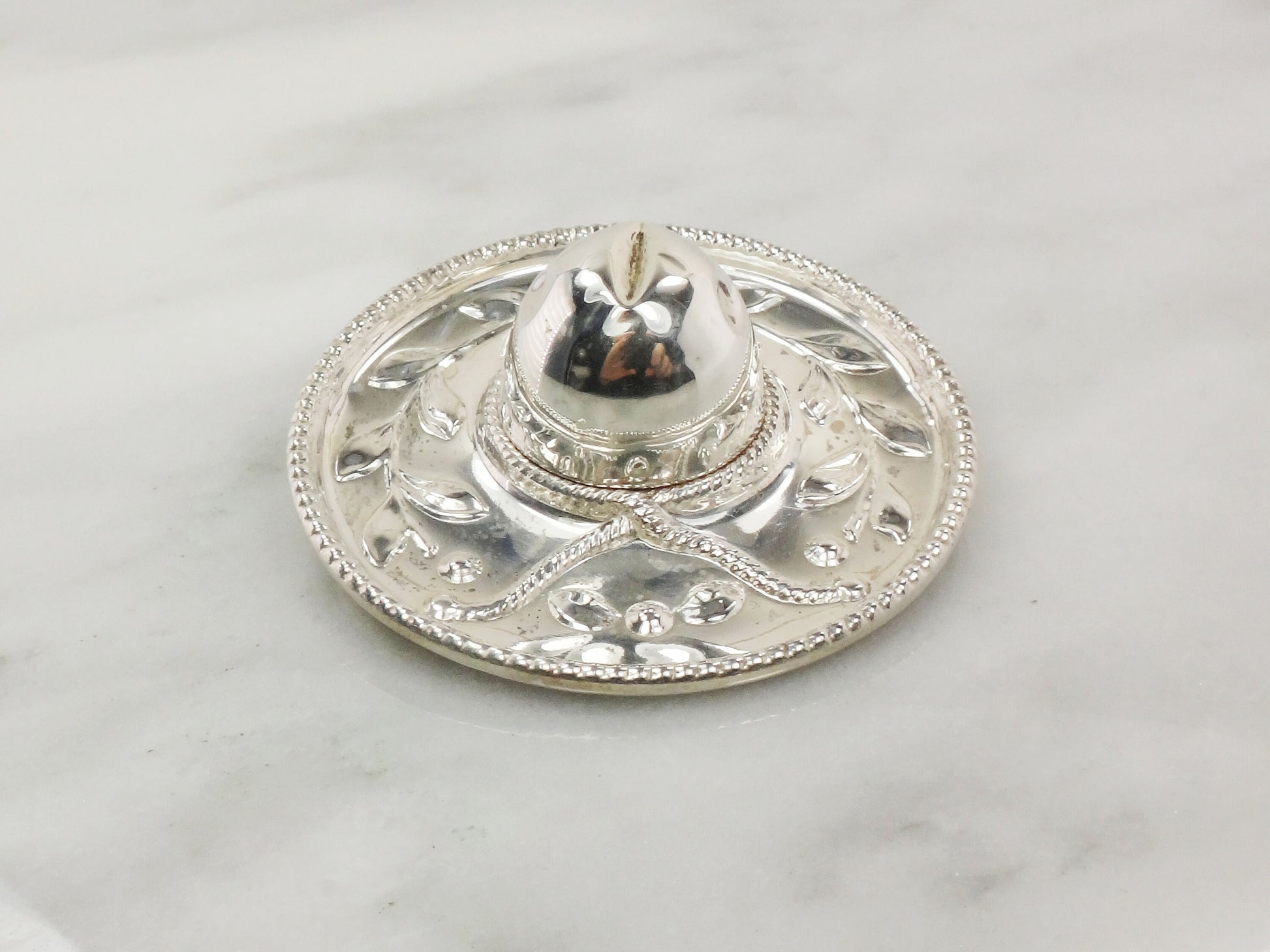 Vintage Sterling Silver Sombrero Pin: Mexican Hat Brooch (2 1/4")