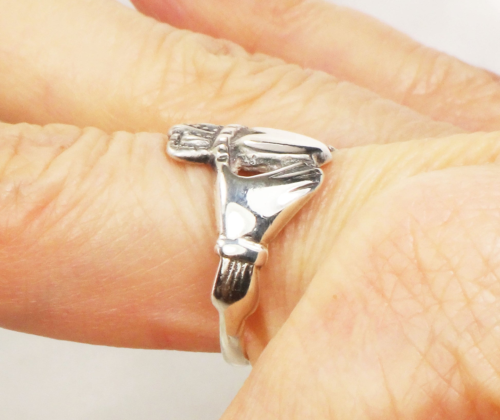 Vintage Claddagh Ring Irish Sterling Silver Claddagh Wedding Band Right Hand Ring Size 7.25 Claddagh Ring