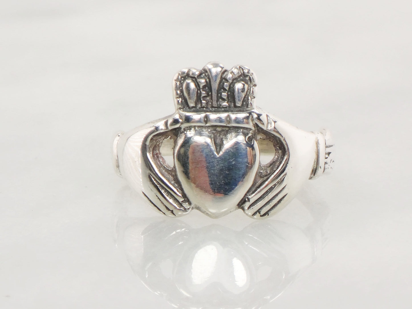 Vintage Claddagh Ring Irish Sterling Silver Claddagh Wedding Band Right Hand Ring Size 7.25 Claddagh Ring