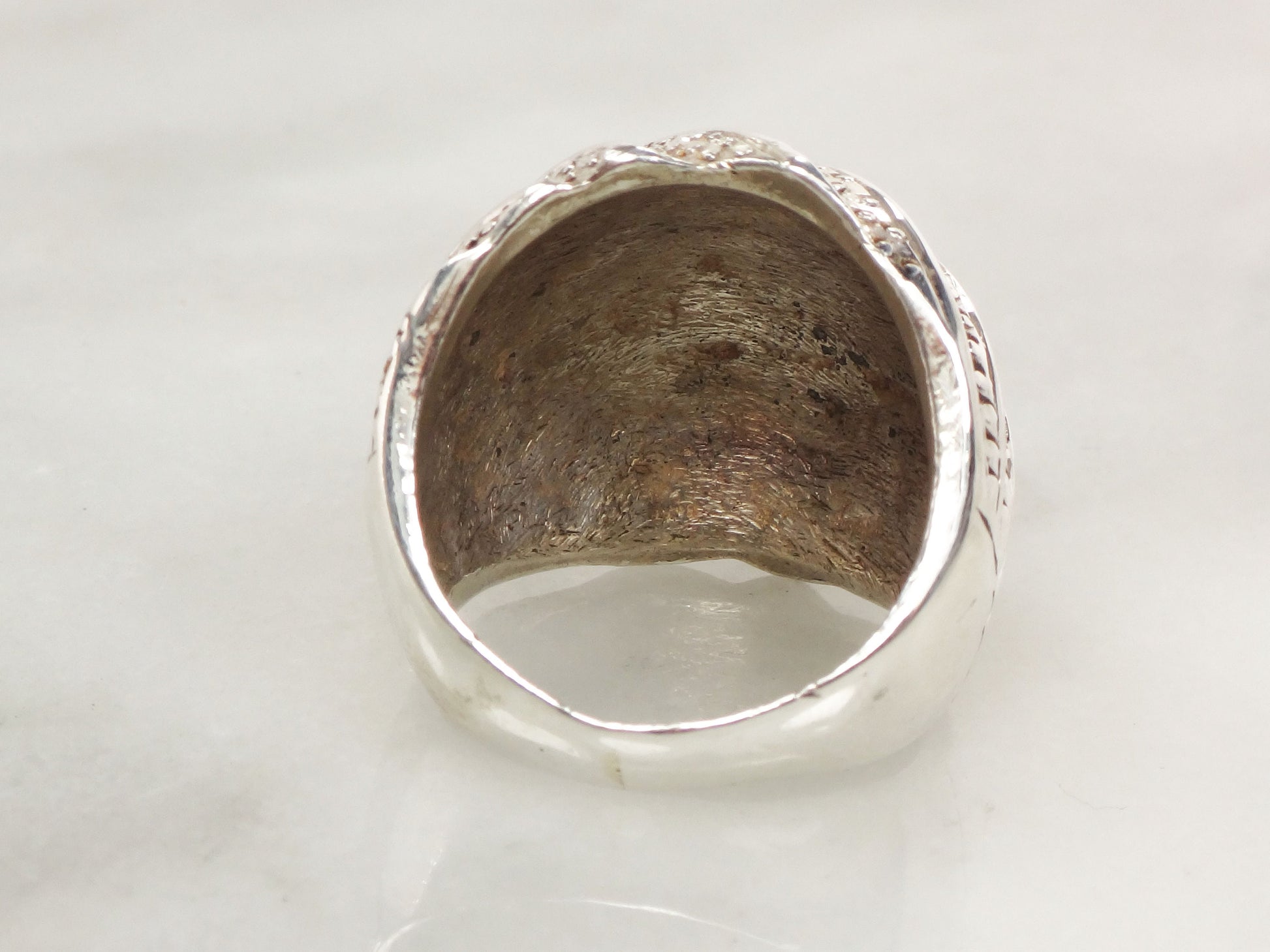 Vintage 950 Silver Ribbed Dome Ring - Wave Design, Size 6 1/4