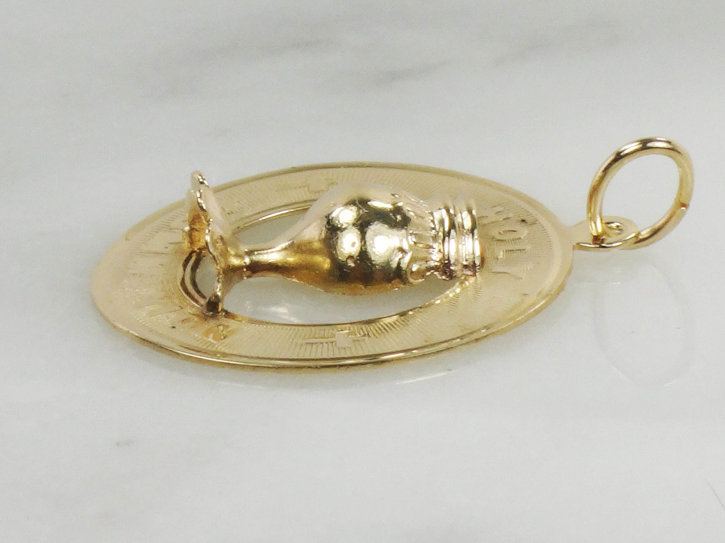 Holy Communion Charm or Pendant - Vintage Solid 14k Yellow Gold Round Christian Medal - Circa 1970's