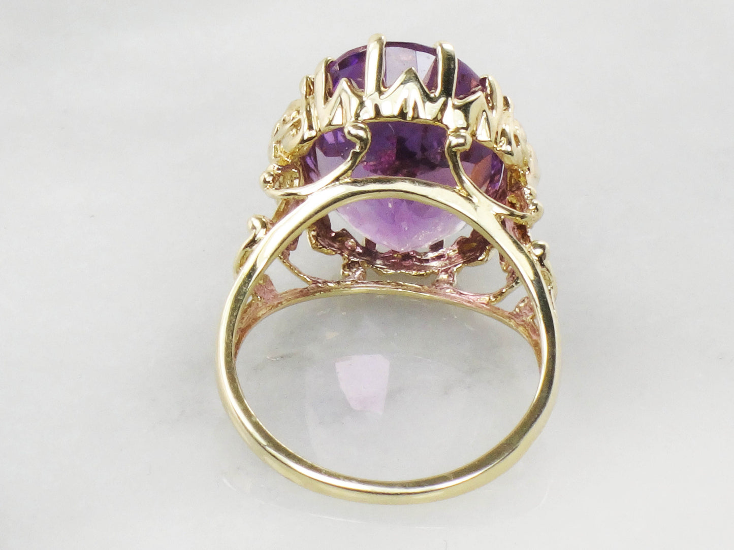 Vintage 10k Gold Amethyst Elephant Ring: February Birthstone, Size 9