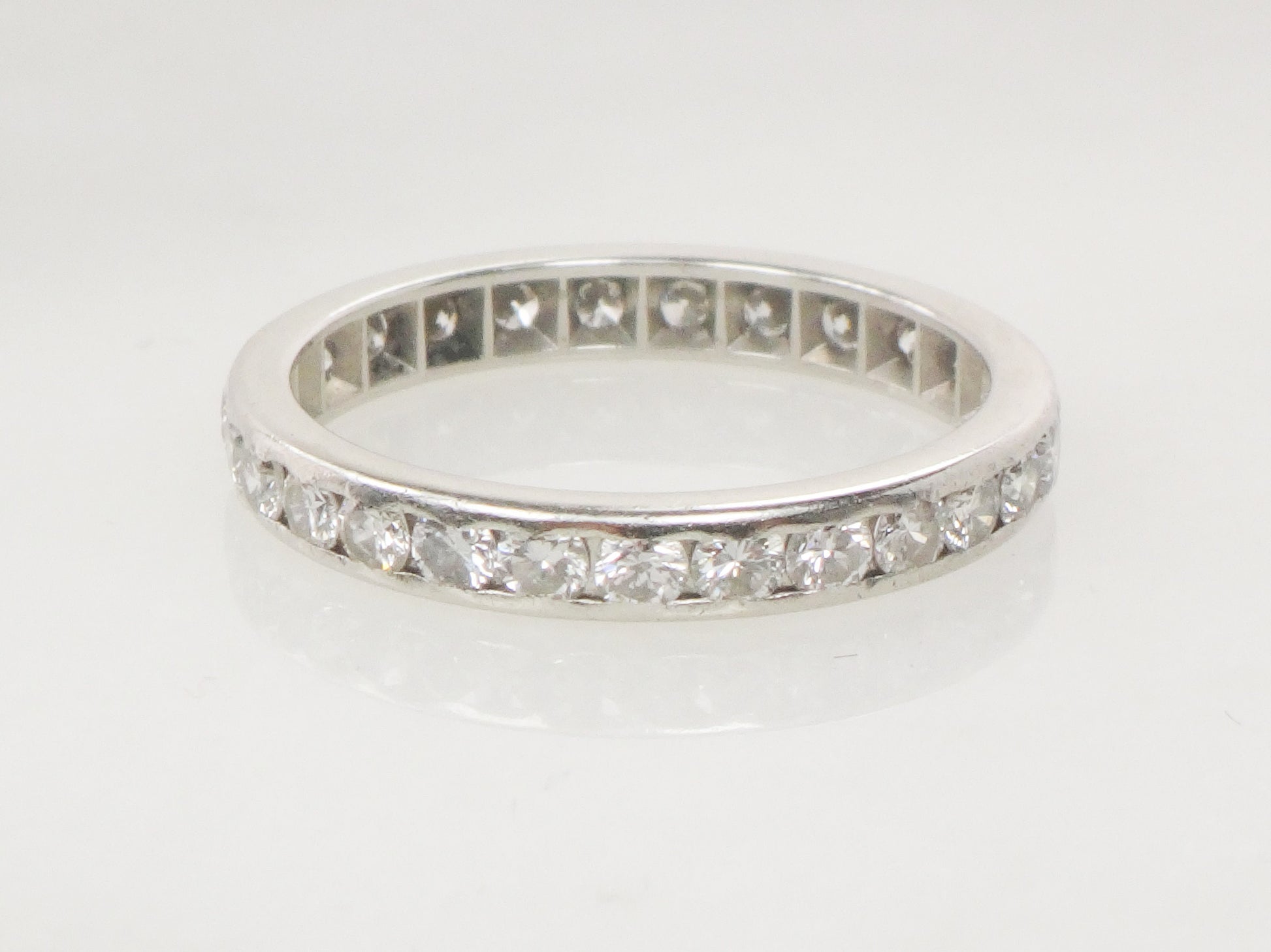 Vintage Thin Platinum Diamond Eternity Ring 1 CT Natural Diamond Wedding Ring Size 5 1/4