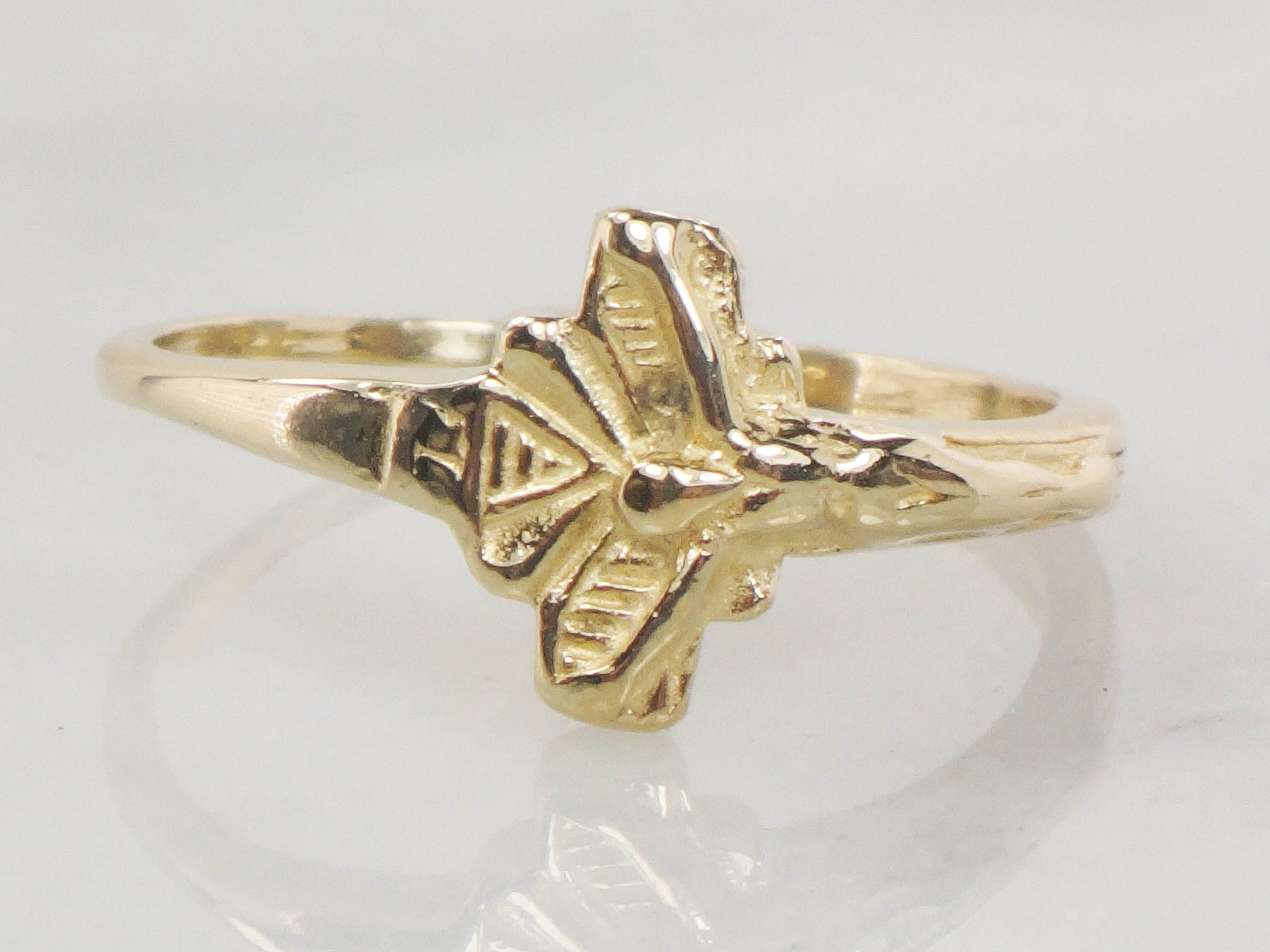 Vintage 14k Yellow Gold Crucifix Ring - Size 9 1/2