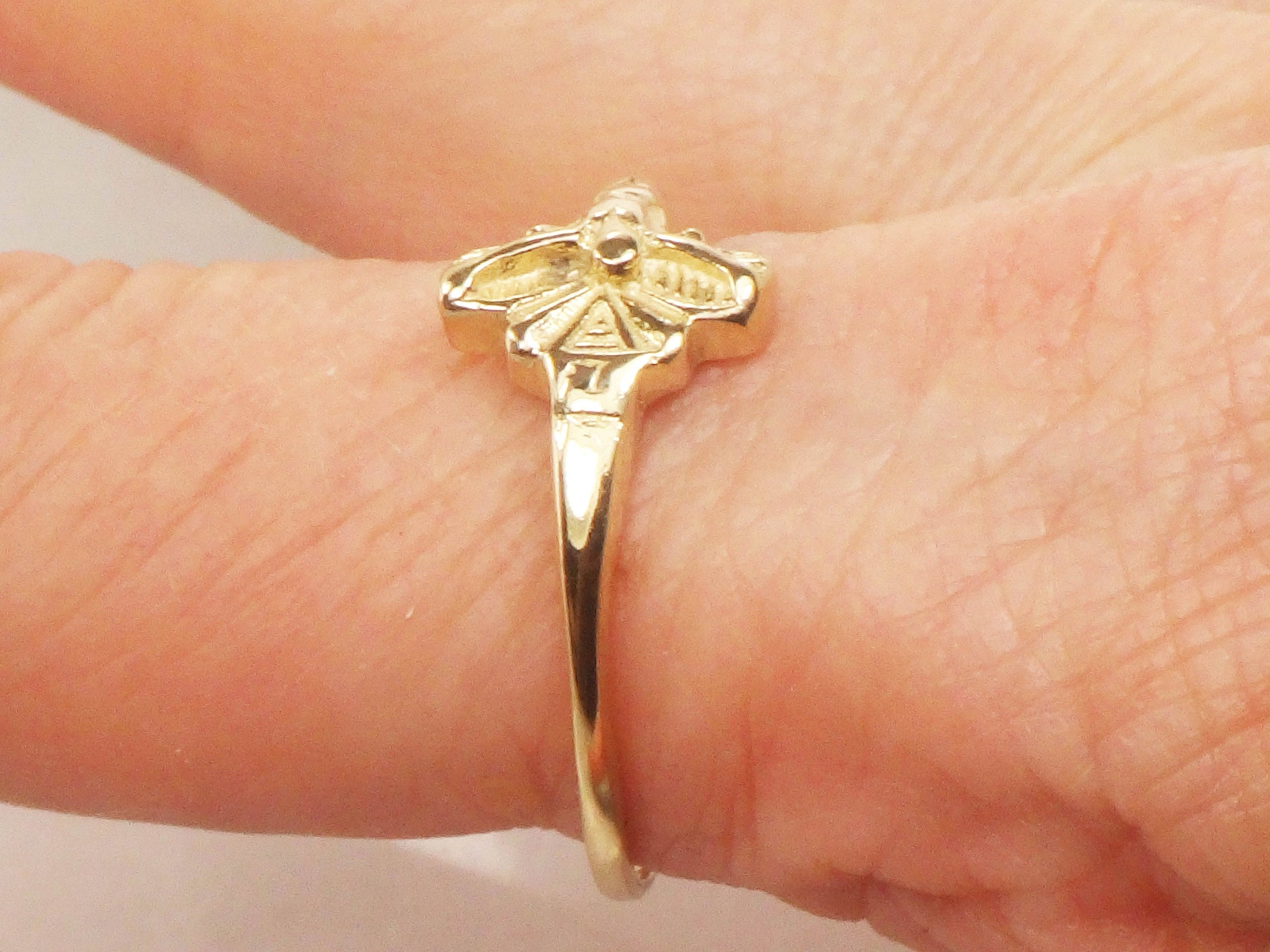 Vintage 14k Yellow Gold Crucifix Ring - Size 9 1/2