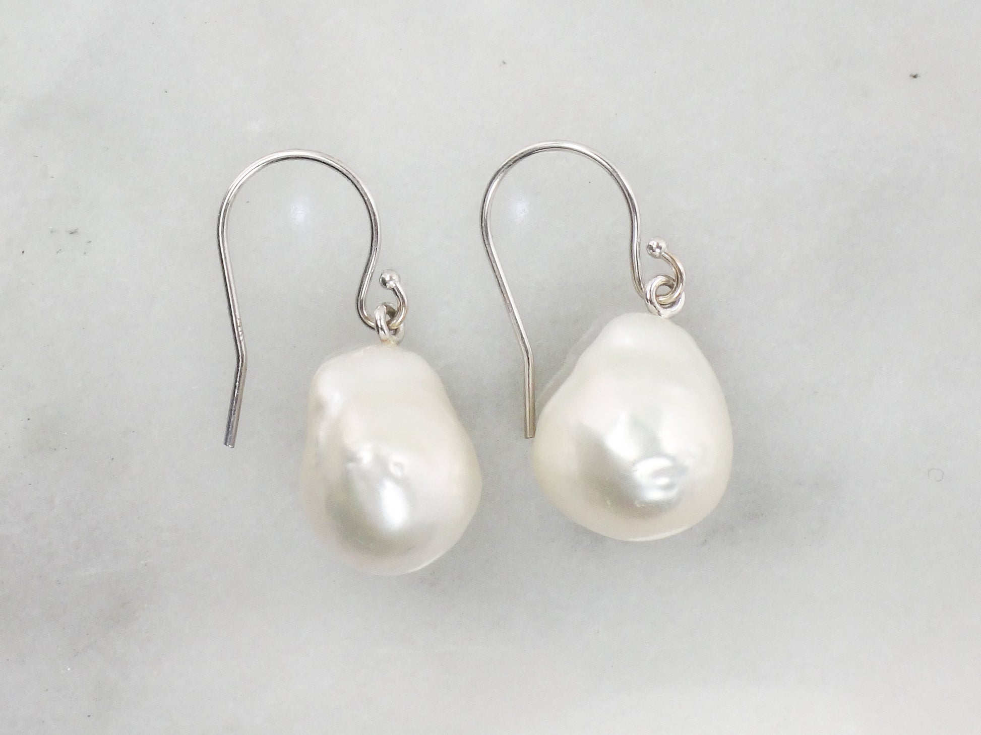 Vintage Large Pearl Dangle Earrings 14k Gold Freshwater Baroque Pearls Earrings Bridal Earrings White Gold Pearl Earrings with Ear Wires