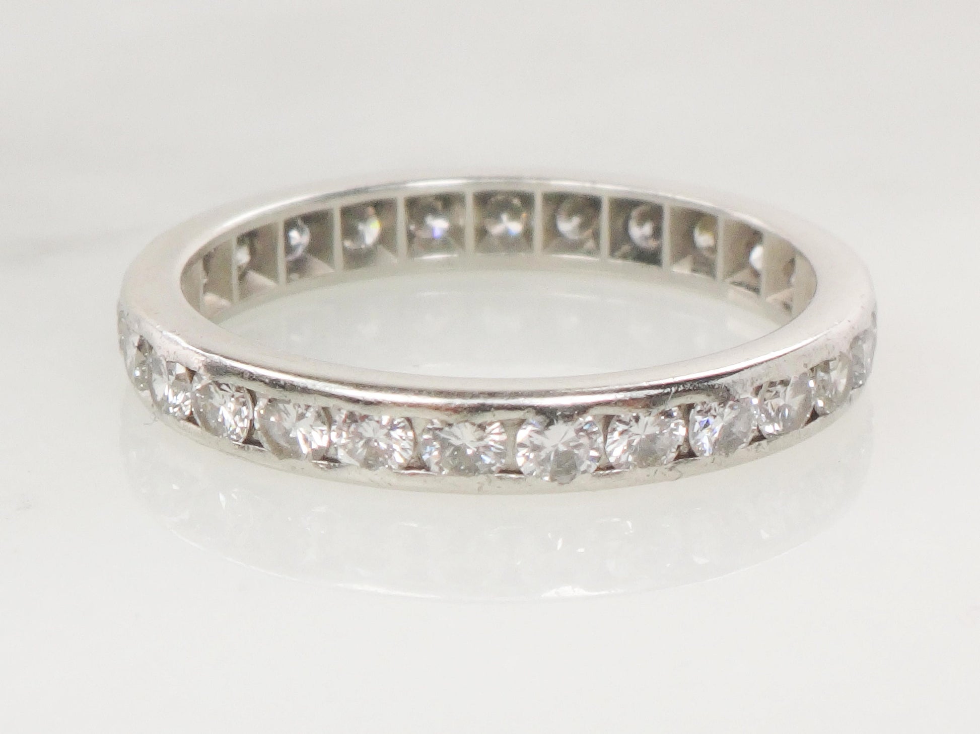 Vintage Thin Platinum Diamond Eternity Ring 1 CT Natural Diamond Wedding Ring Size 5 1/4
