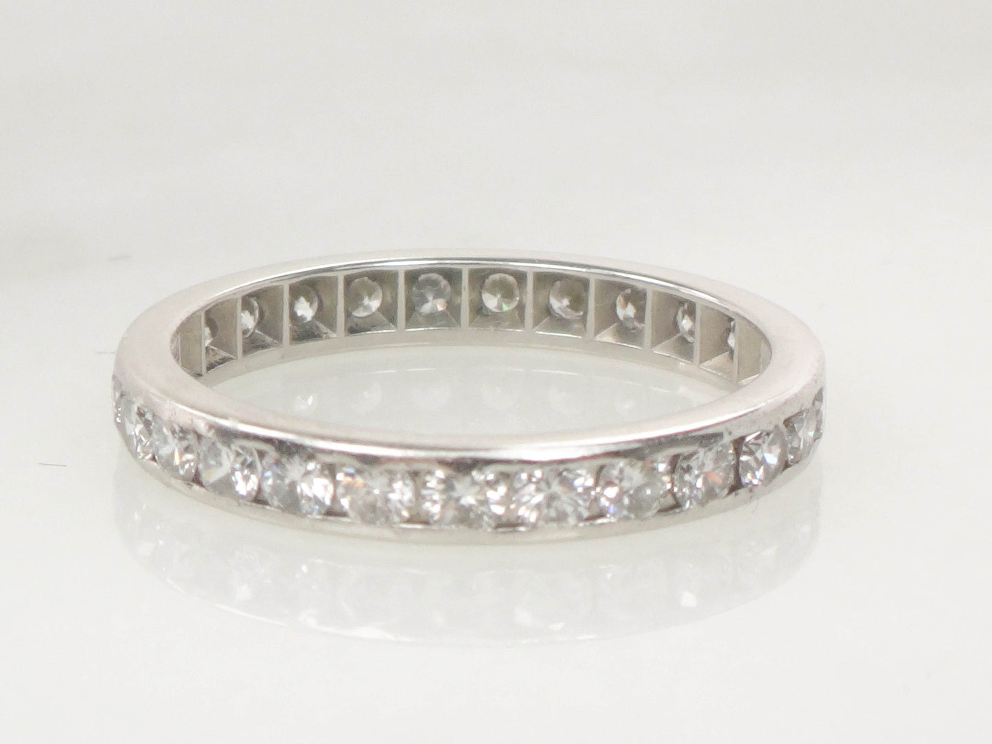 Vintage Thin Platinum Diamond Eternity Ring 1 CT Natural Diamond Wedding Ring Size 5 1/4