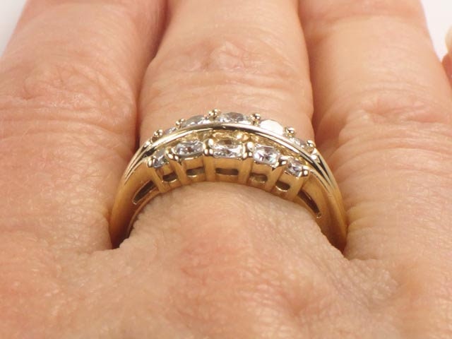 Vintage ArtCarved Diamond Wedding Band: 14k Yellow Gold Ring, 1 Carat, Size 7.75
