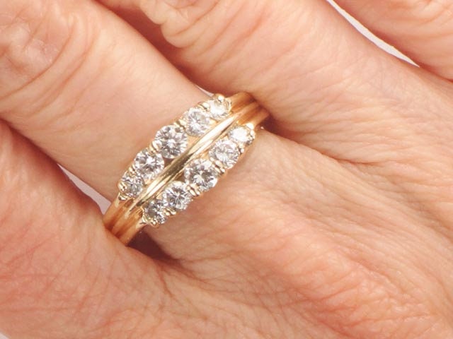 Vintage ArtCarved Diamond Wedding Band: 14k Yellow Gold Ring, 1 Carat, Size 7.75