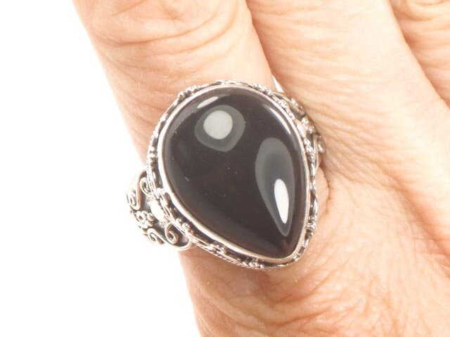 Vintage Suarti Sterling Silver Black Onyx Ring - Size 10
