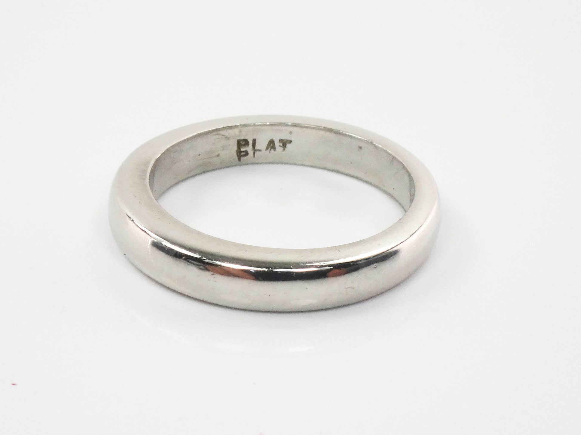 Vintage Platinum Wedding Band: Thin Domed Ring, Size 5, 3MM