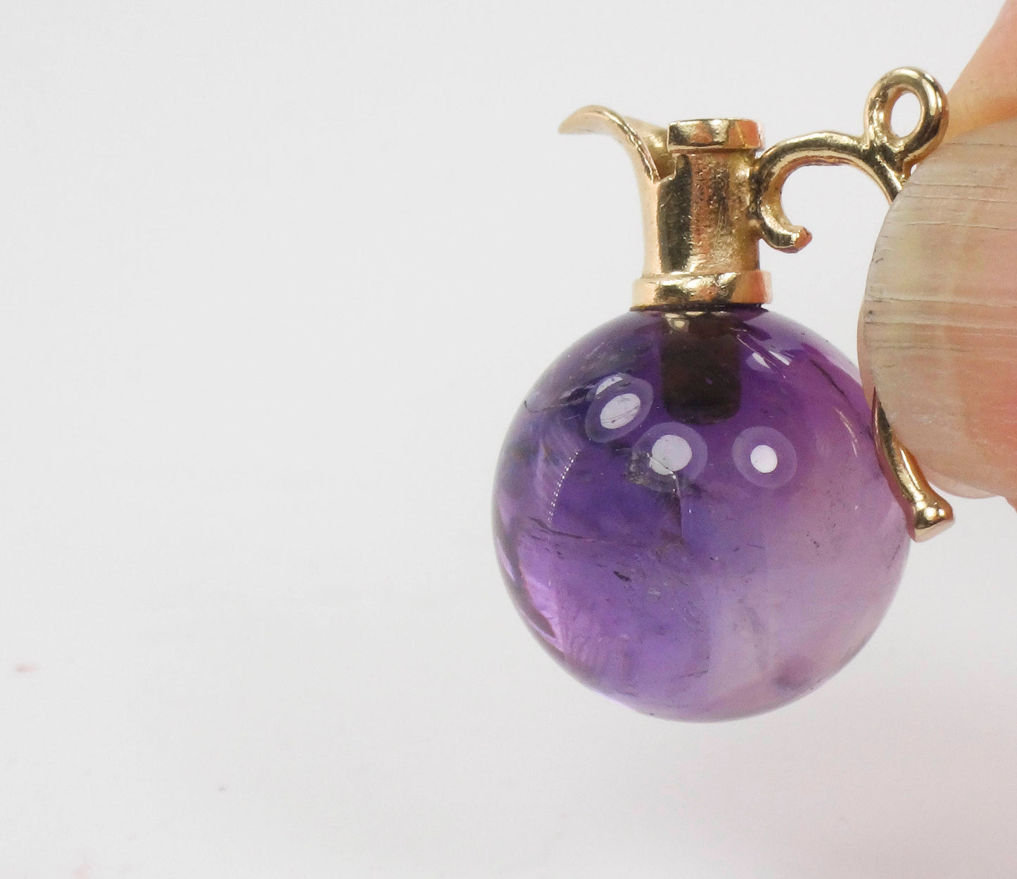 Vintage 14k Gold Amethyst Pitcher Charm Amethyst Ball Pendant Wine Carafe Charm
