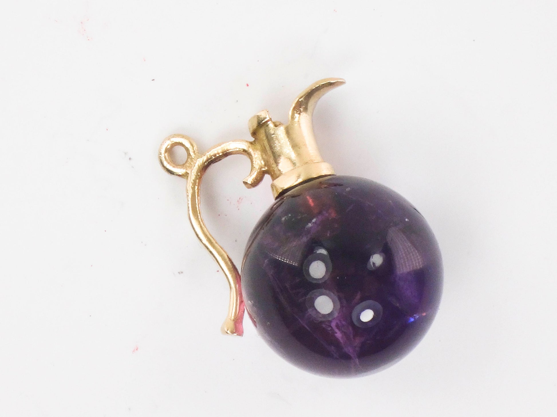 Vintage 14k Gold Amethyst Pitcher Charm Amethyst Ball Pendant Wine Carafe Charm