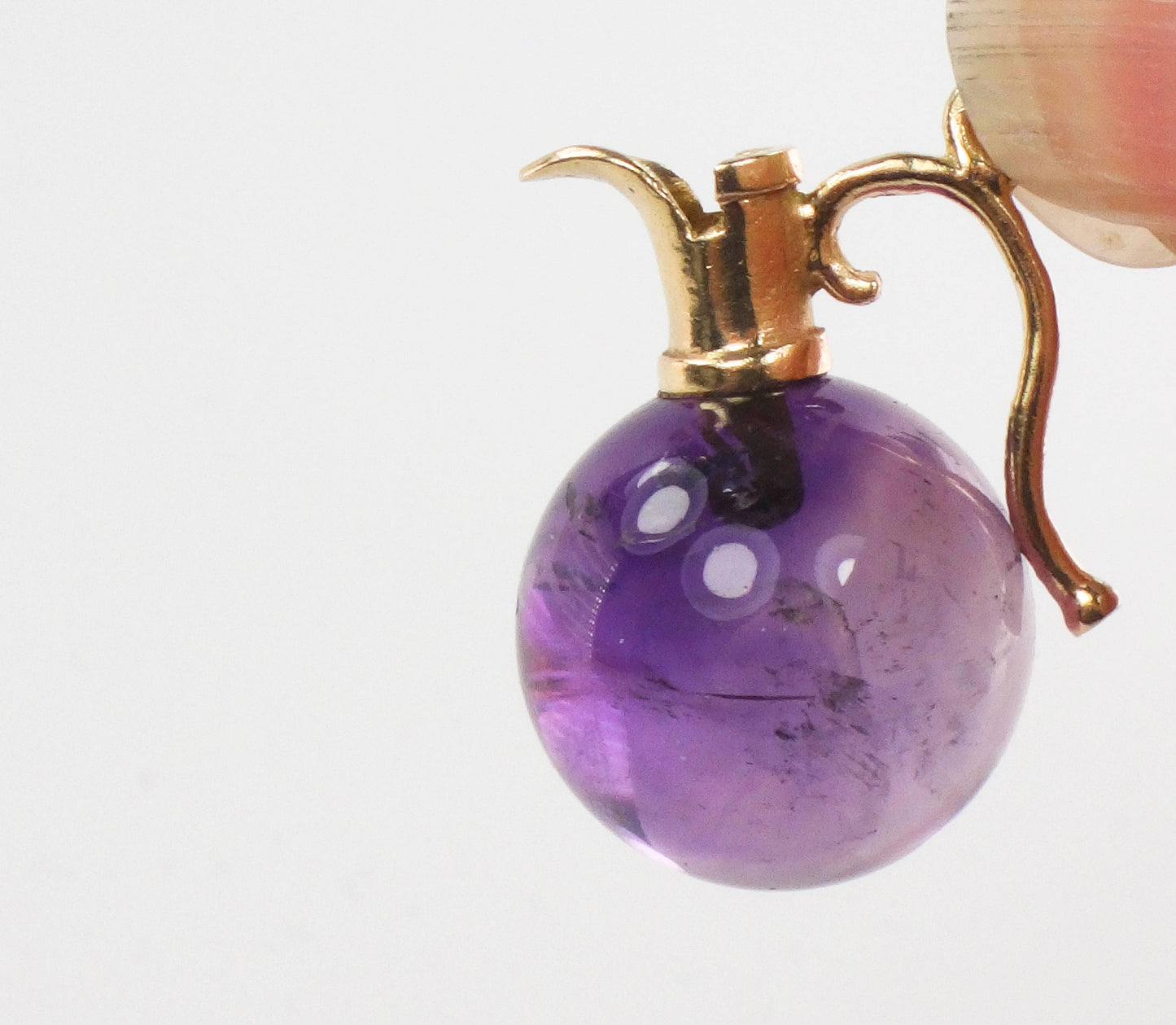Vintage 14k Gold Amethyst Pitcher Charm Amethyst Ball Pendant Wine Carafe Charm