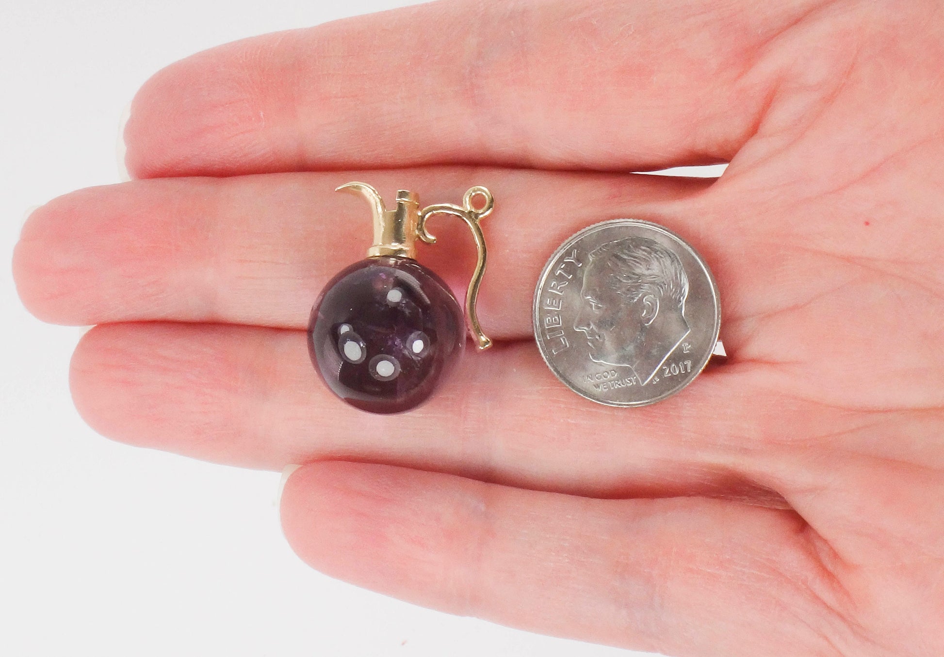 Vintage 14k Gold Amethyst Pitcher Charm Amethyst Ball Pendant Wine Carafe Charm