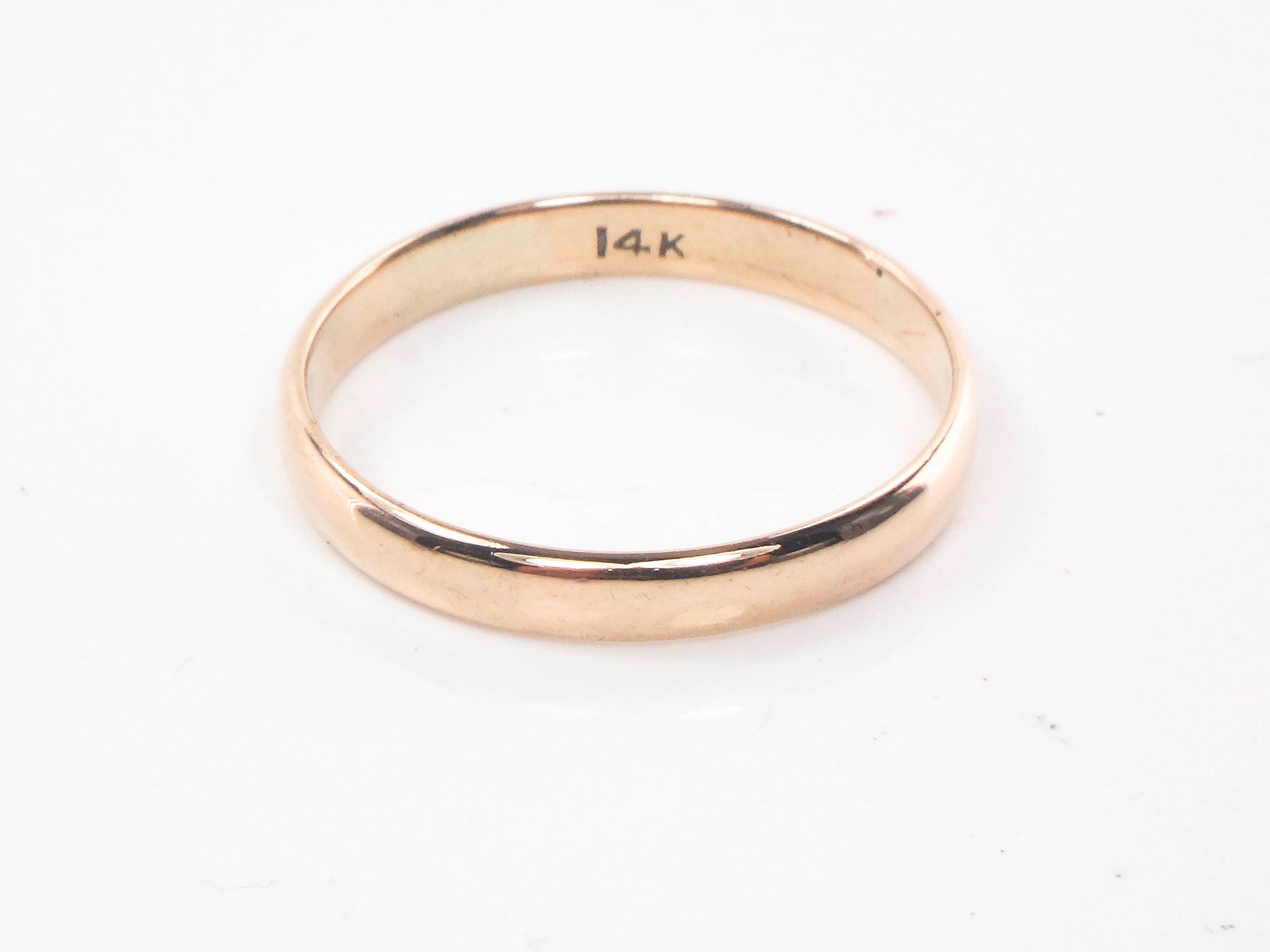 Vintage Thin 14k Yellow Gold Wedding Band 14k Gold Wedding Ring or Stacking Ring Unisex Size 9.25