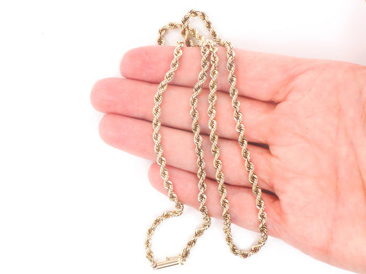 Vintage Solid 14k Yellow Gold Rope Chain 20 1/2"