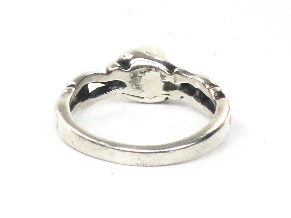 Vintage Kabana Sterling Silver White Pearl Ring June Birthstone Ring Size 5.5