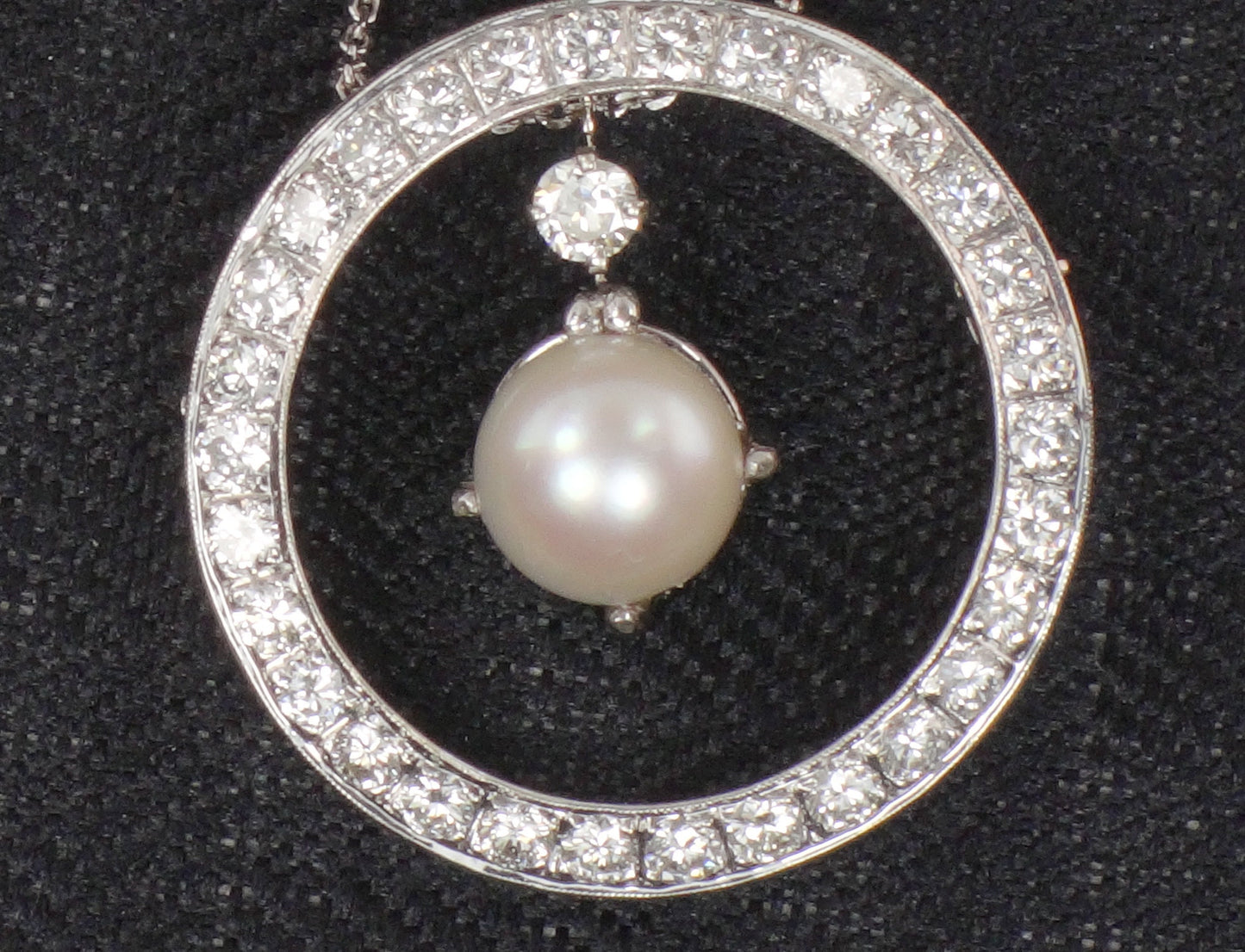 Vintage 14k White Gold Pearl Diamond Necklace: Convertible Pendant Pin