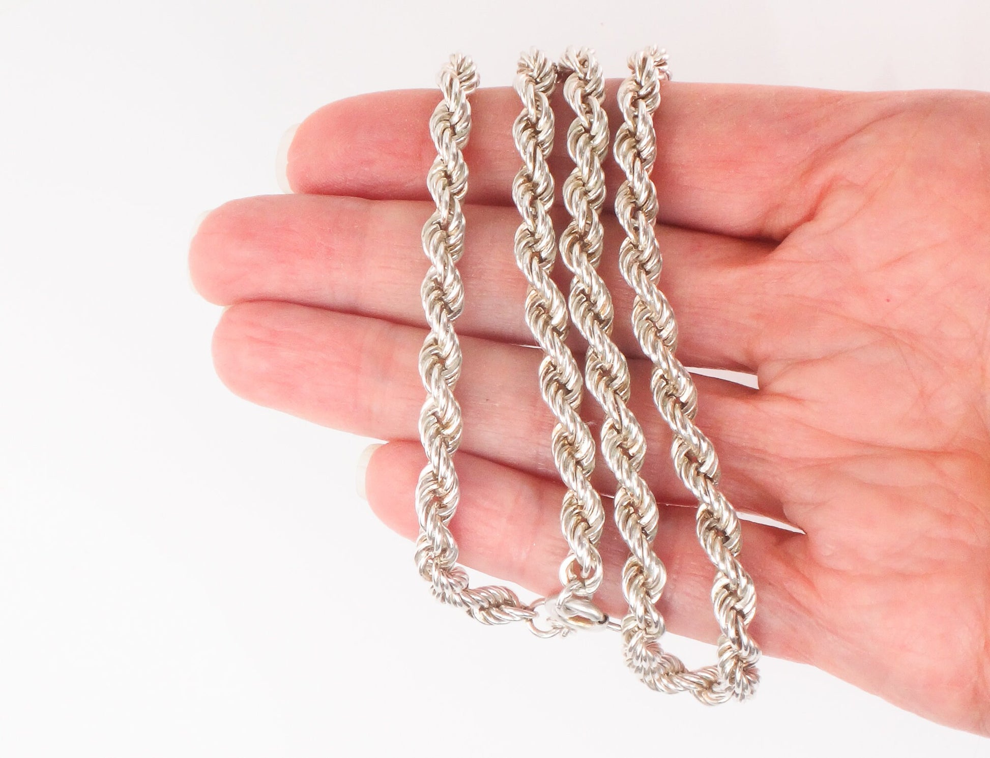 Vintage Sterling Silver Rope Chain Twisted Link Chain - 24" 22.6 grams