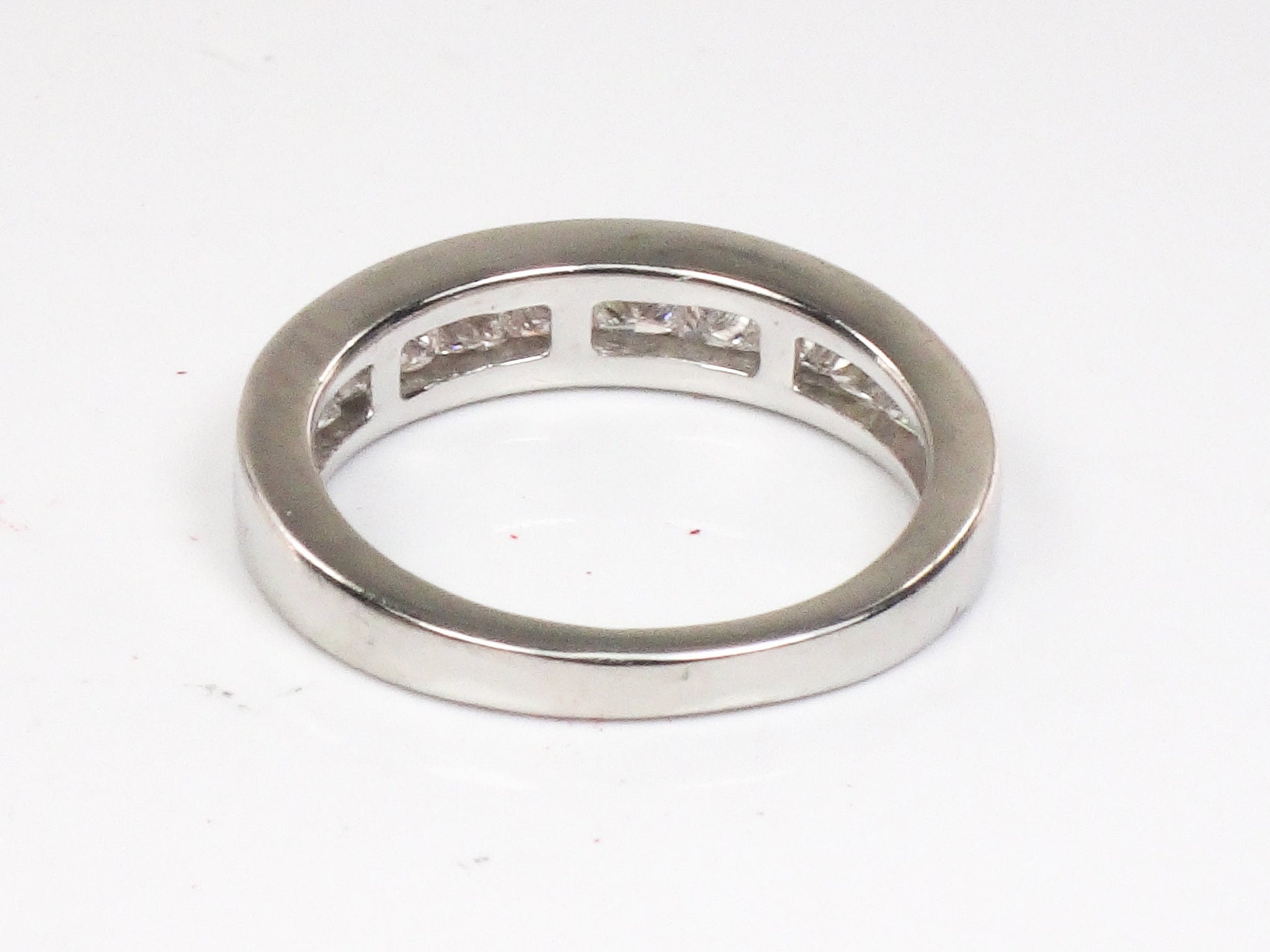 Vintage Platinum Princess Cut Natural Diamond Wedding Band 1 Carat TDW Invisible Channel Set Diamond Ring Size 4
