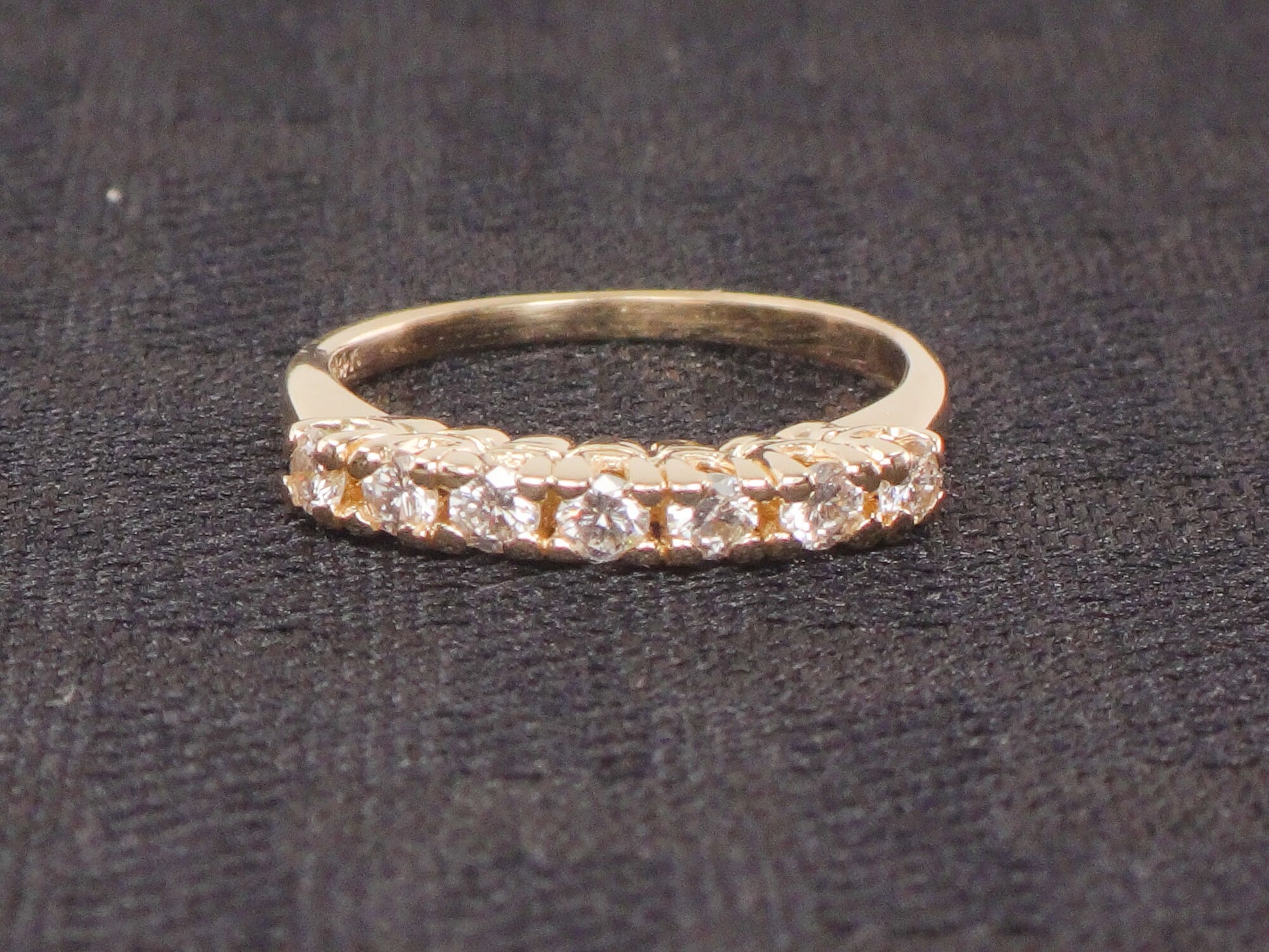 Vintage 14k Two Tone Gold Natural Diamond Wedding Band Seven Stone Stacking Wedding Ring