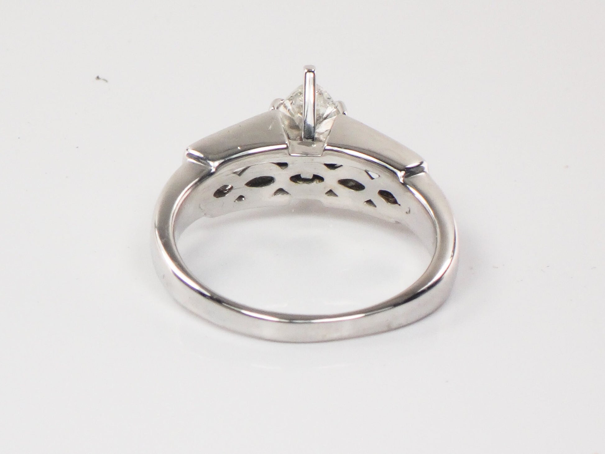 Vintage 18k White Gold Marquise Diamond Engagement Ring (.60 CT Center, Size 8)