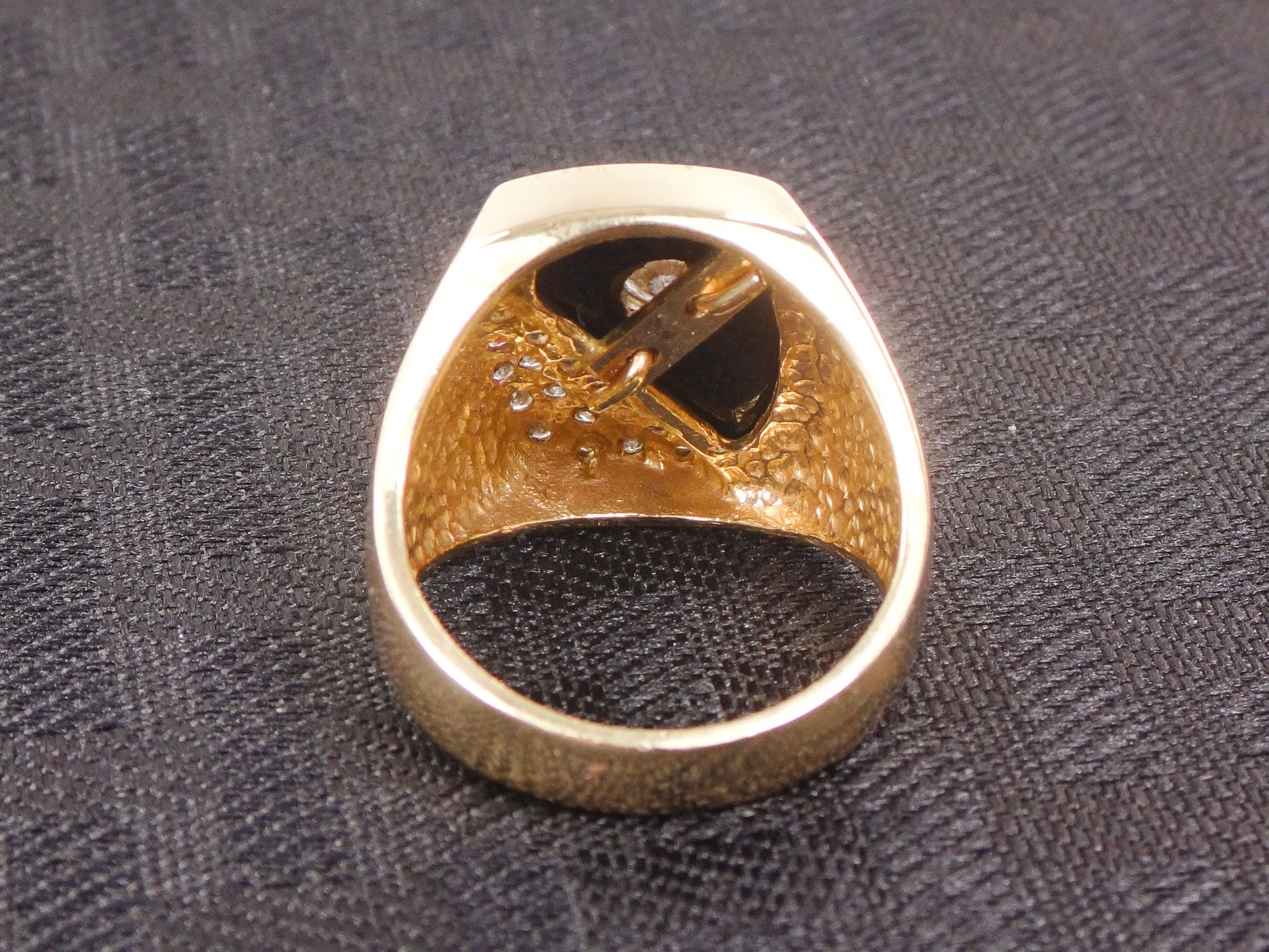Vintage Men's 14k Yellow Gold Black Onyx and Natural Diamond Ring Over 3/4 CT TDW Size 9.5