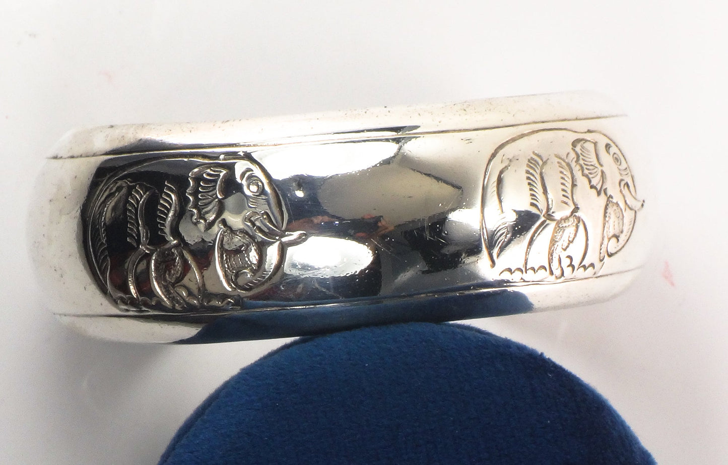 Vintage Sterling Silver Elephant Cuff Bracelet 925 Good Luck Bracelet