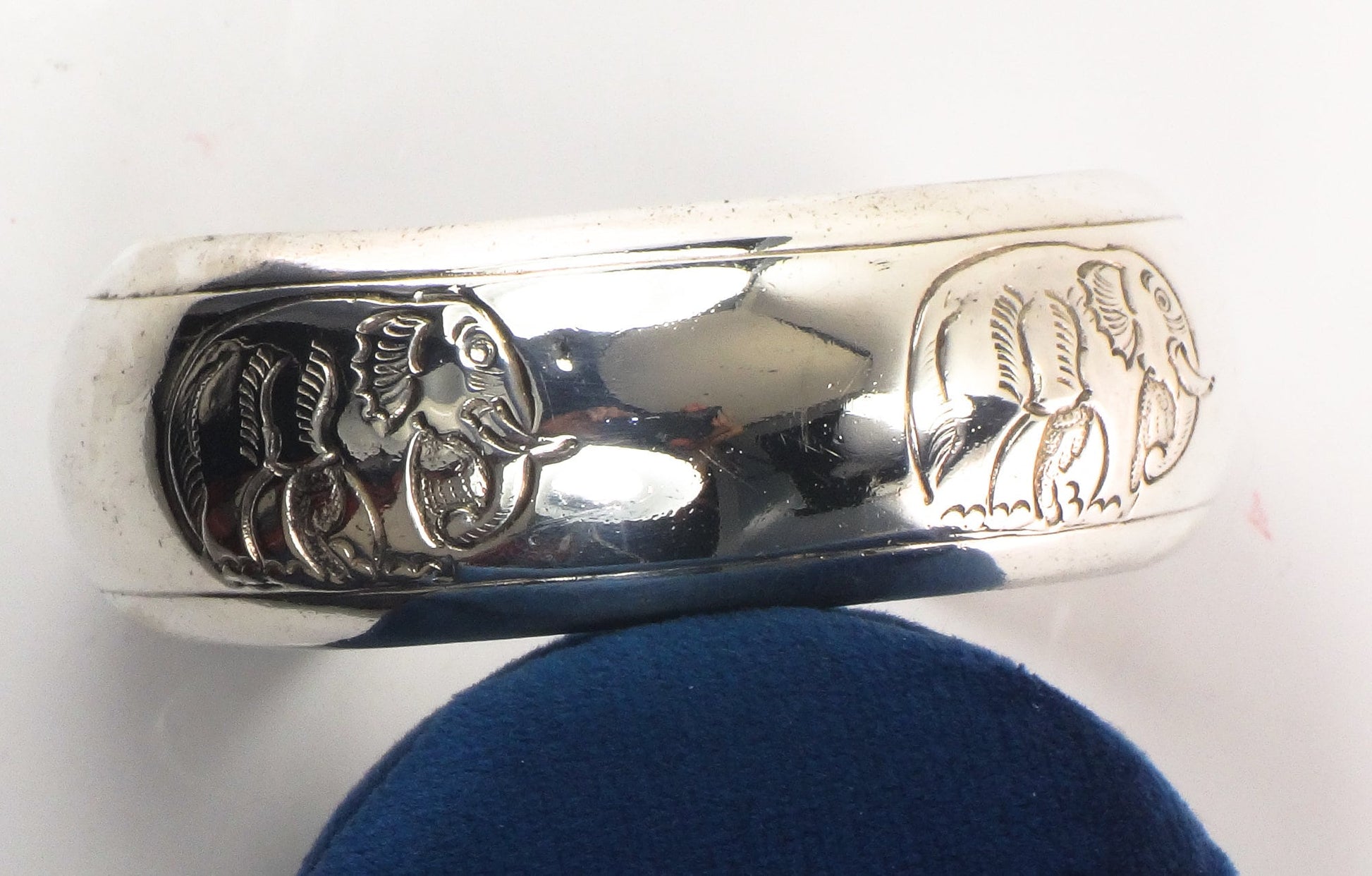 Vintage Sterling Silver Elephant Cuff Bracelet 925 Good Luck Bracelet