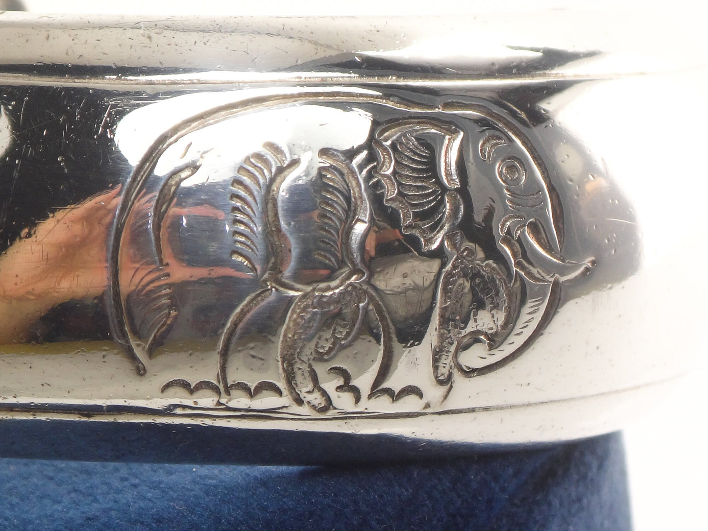 Vintage Sterling Silver Elephant Cuff Bracelet 925 Good Luck Bracelet