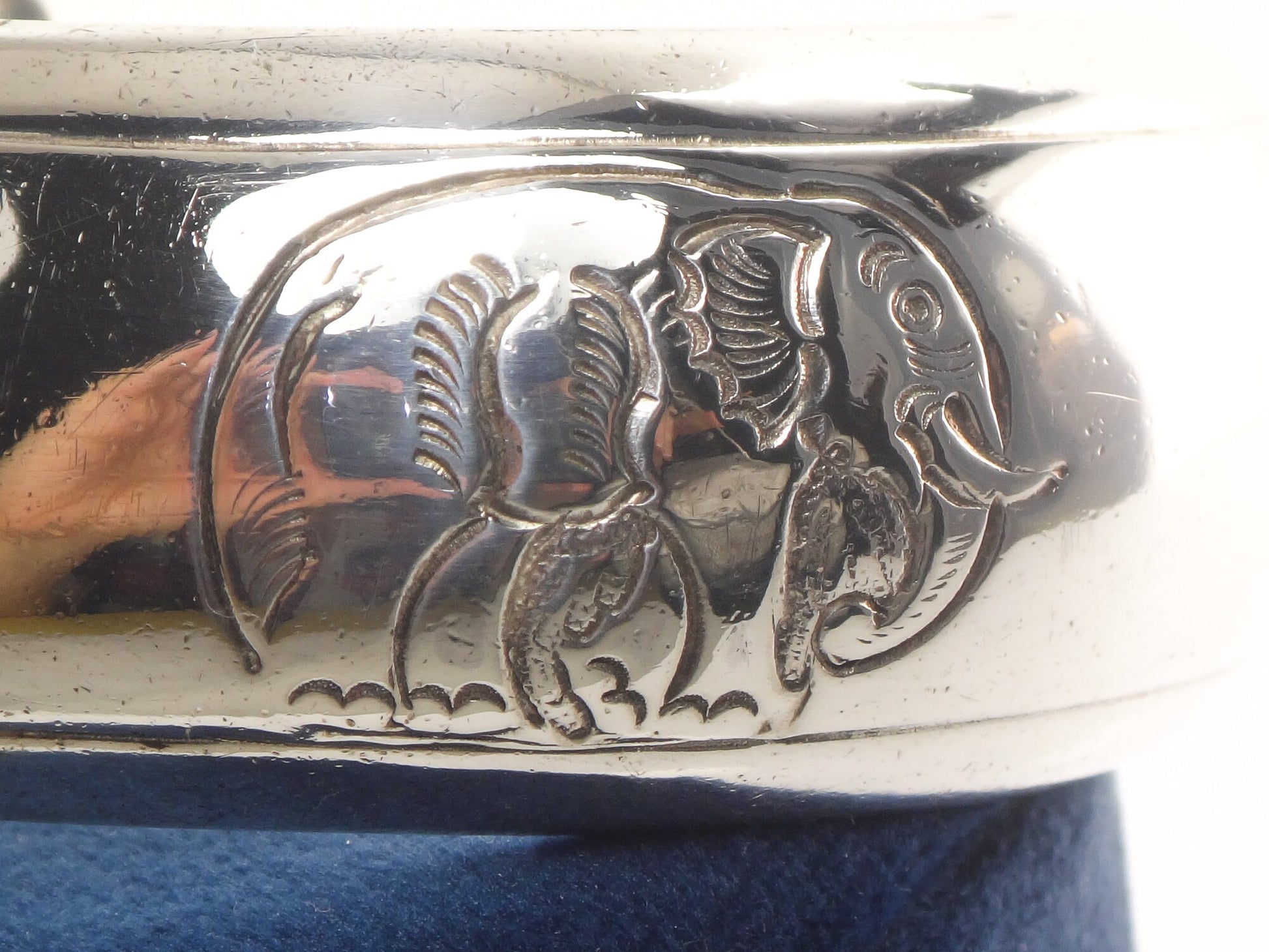 Vintage Sterling Silver Elephant Cuff Bracelet 925 Good Luck Bracelet