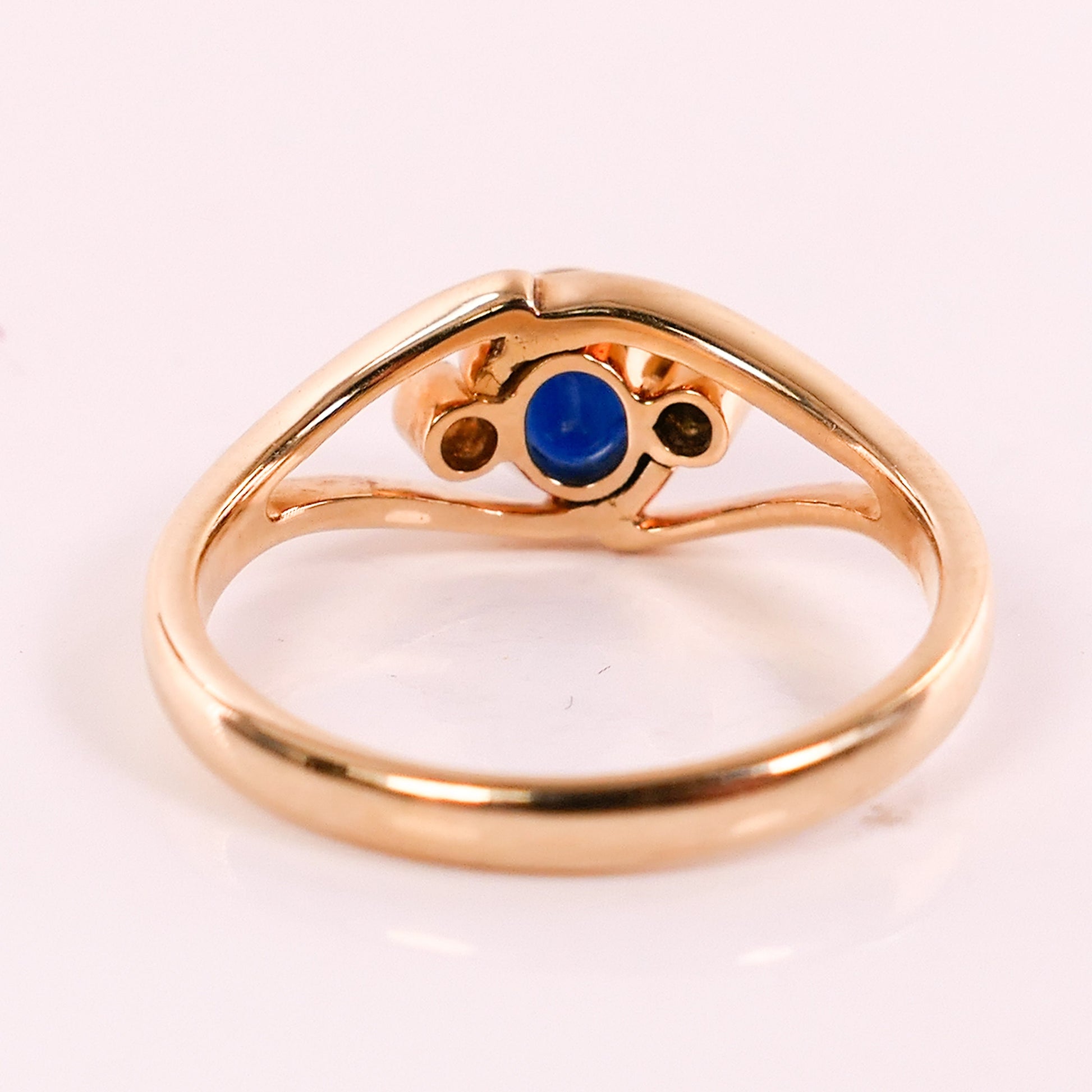 Vintage 14k Yellow Gold Natural Blue Sapphire and Diamond Ring September Birthstone Ring - Size 7.5