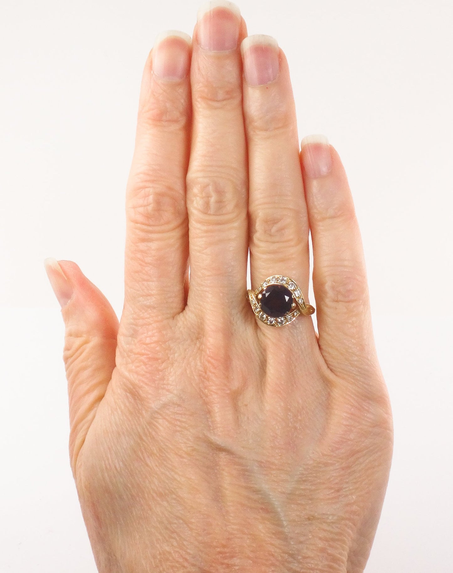 Vintage 14k Gold Natural Amethyst Ring with Diamonds, Purple February Birthstone Ring Size 5